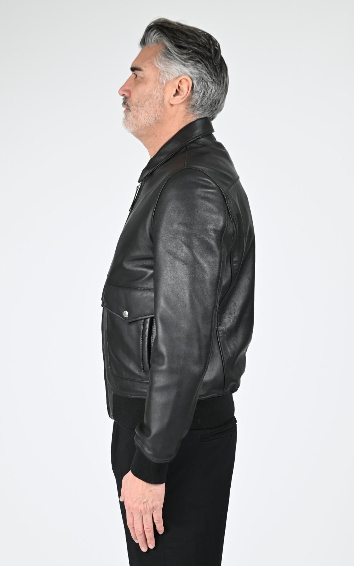 Blouson Cuir Homme Jaj -Schott-, modèle Lc aircraft de couleur noir 3