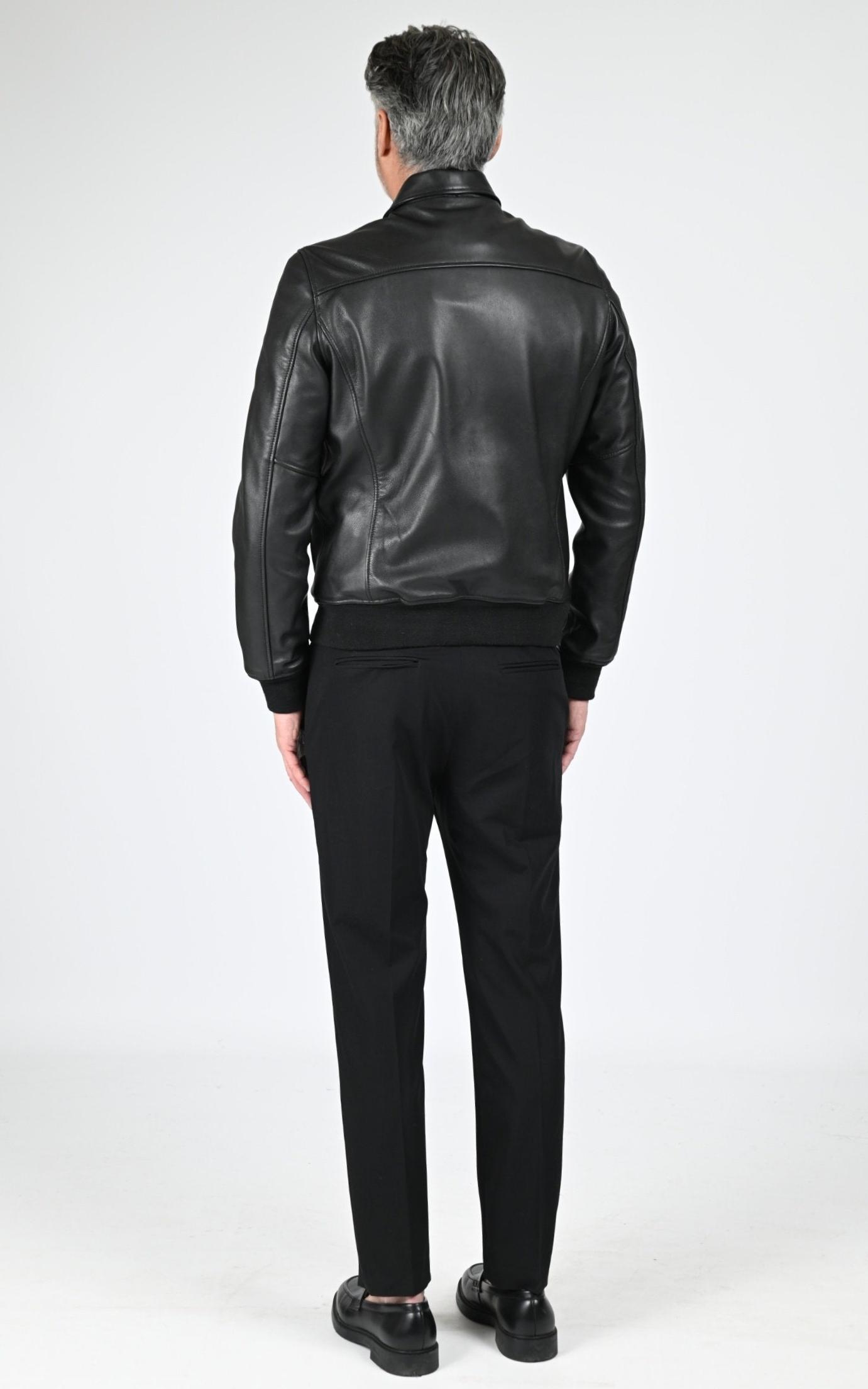 Blouson Cuir Homme Jaj -Schott-, modèle Lc aircraft de couleur noir 4
