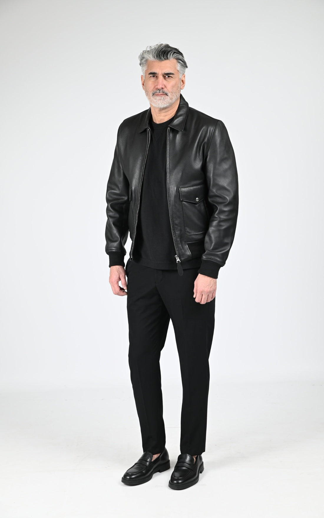 Blouson Cuir Homme Jaj -Schott-, modèle Lc aircraft de couleur black