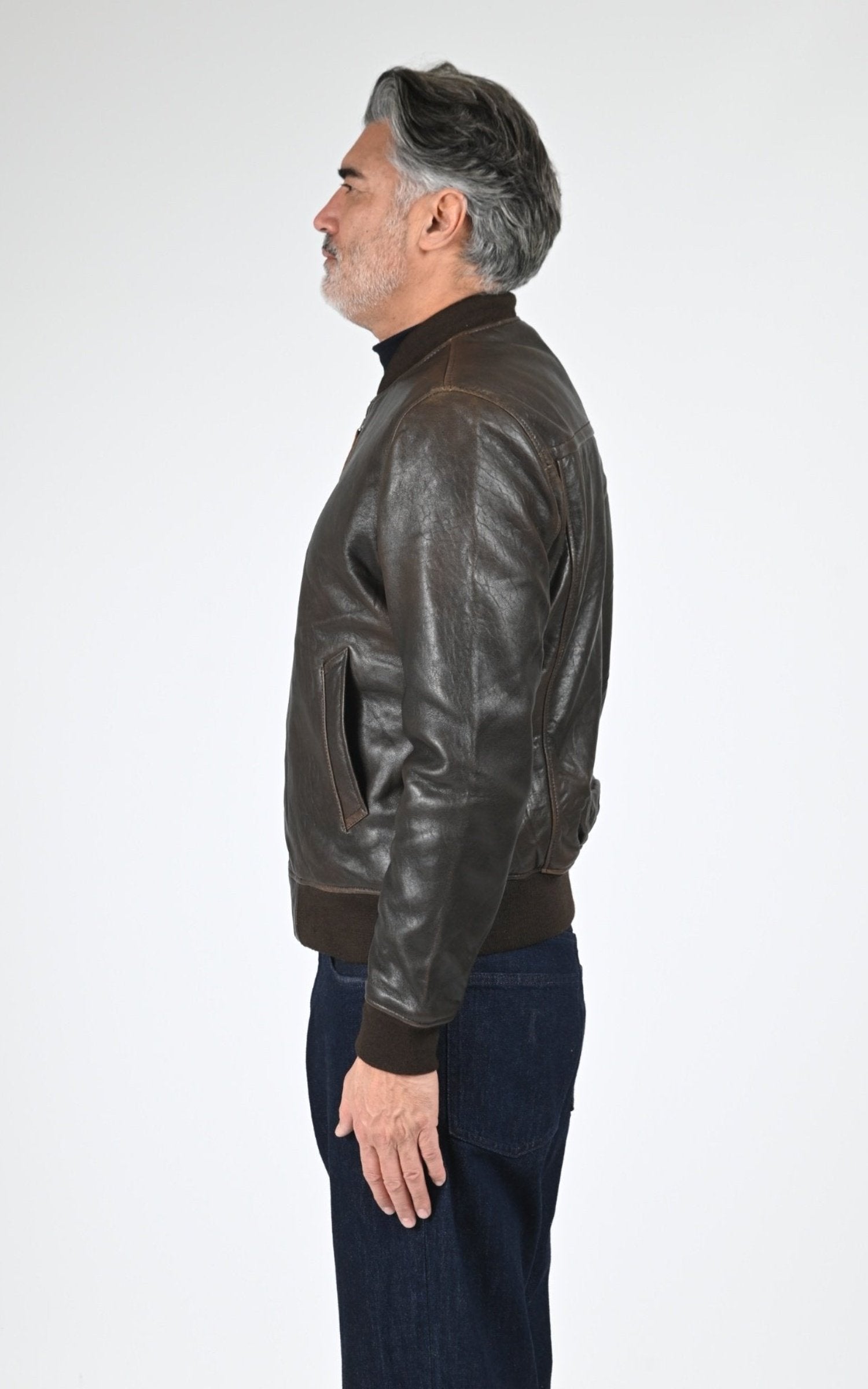 Blouson Cuir Homme Schott, modèle Lc bomb sheep de couleur brown 3