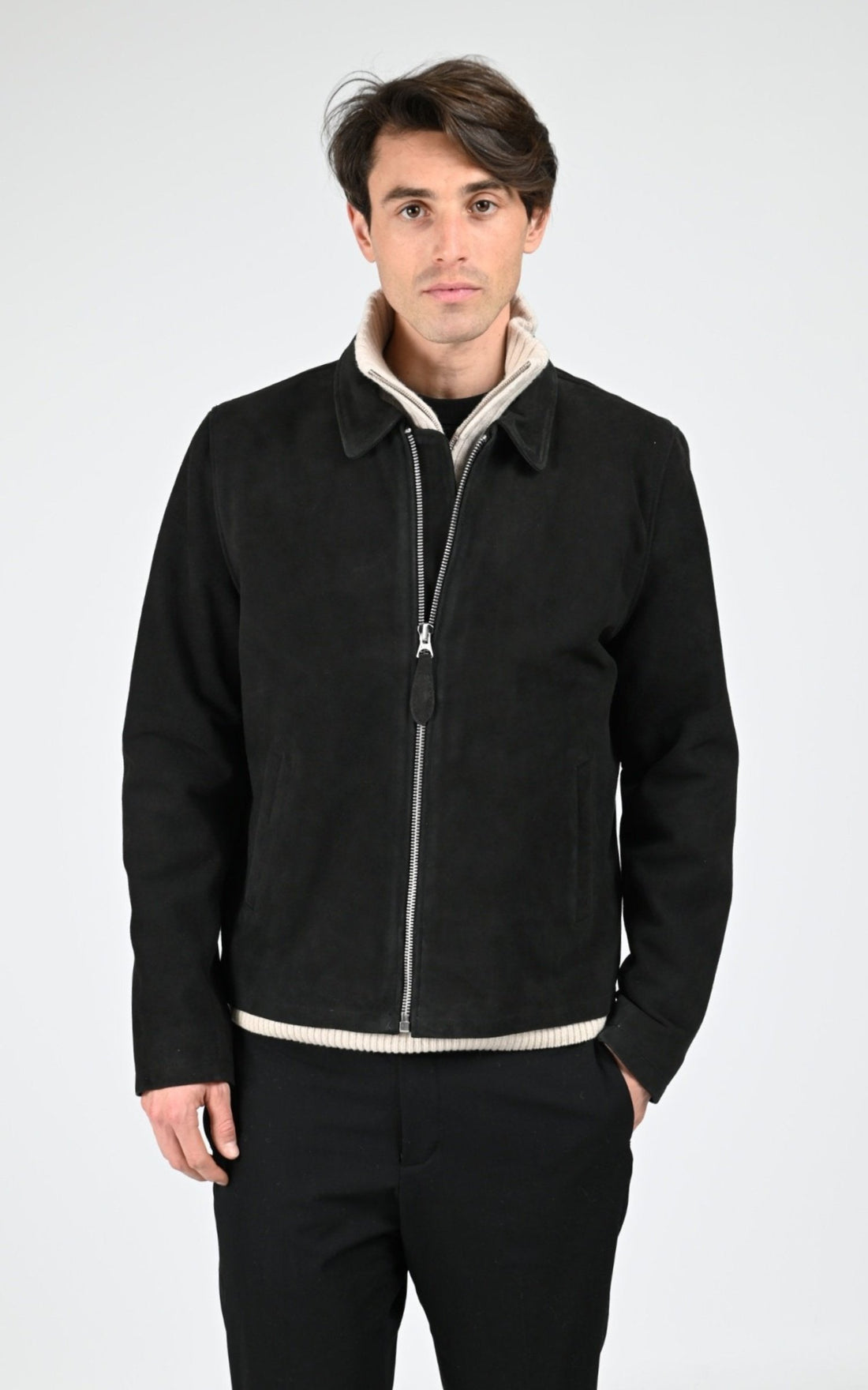 Veste Daim Homme Jaj -Schott-, modèle Lc classic s de couleur black