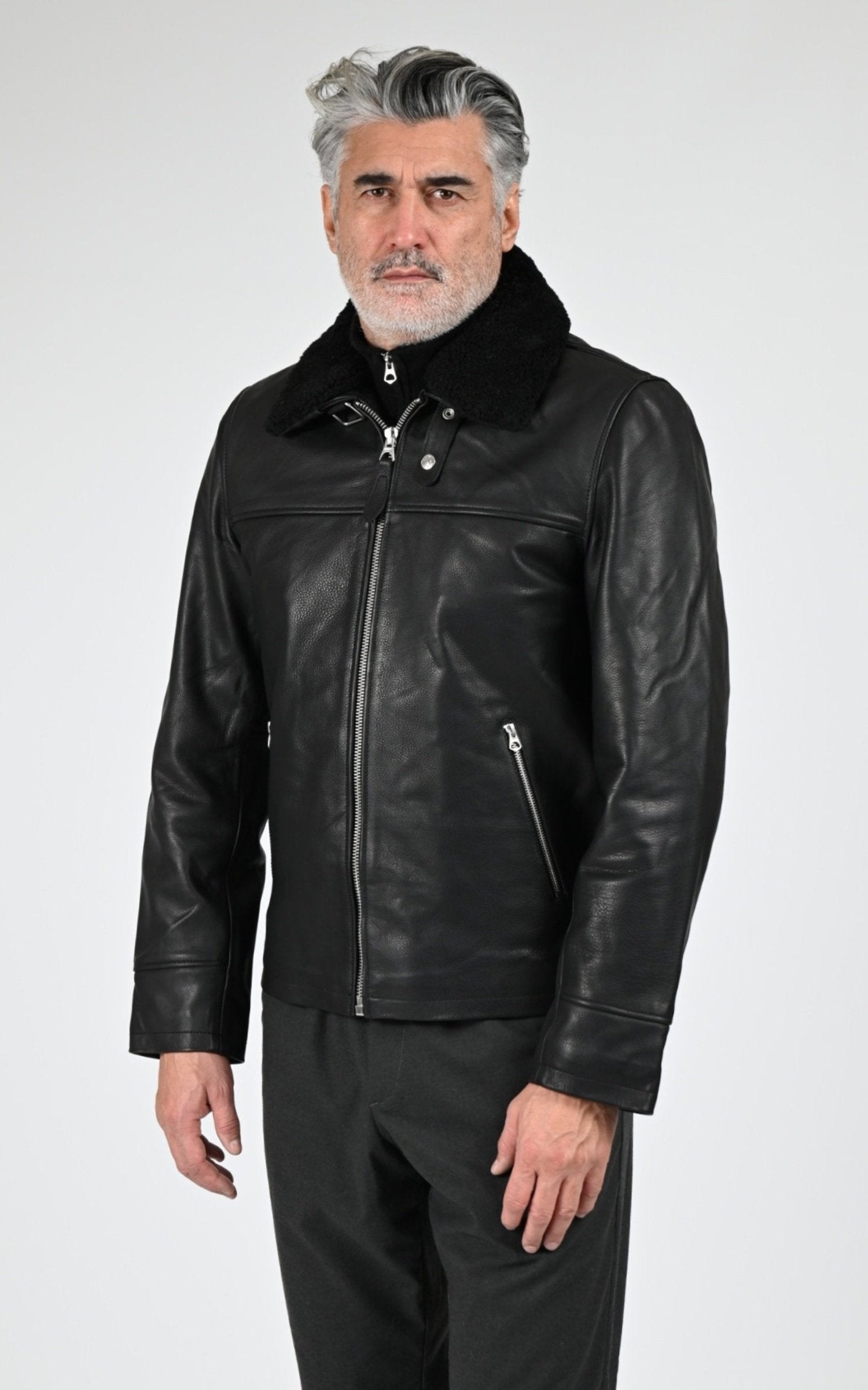 Blouson Cuir Homme Schott, modèle Lc classic zip de couleur black 1