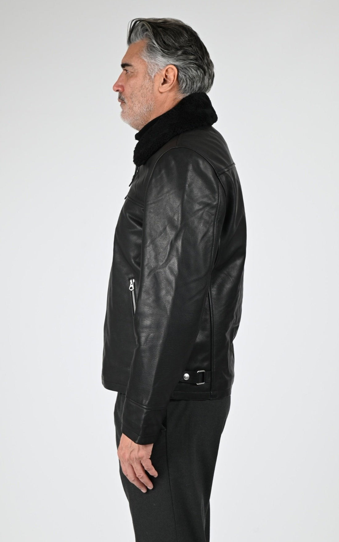 Blouson Cuir Homme Schott, modèle Lc classic zip de couleur black