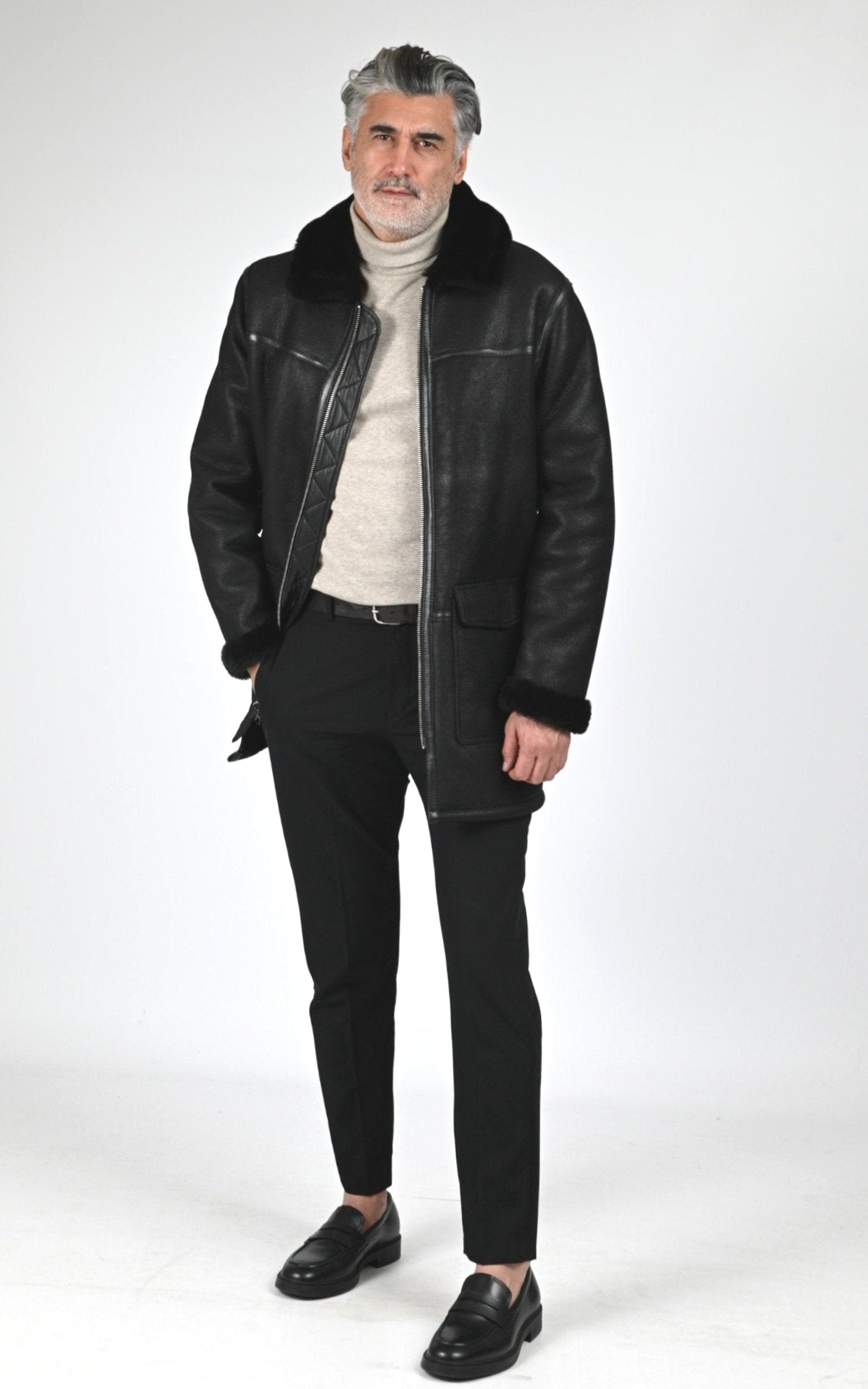 Manteau En Cuir Synthétique Mi-long Pour Homme - Doudoune Polaire Intérieur - Style Trench Décontracté - Automne/hiver - 4