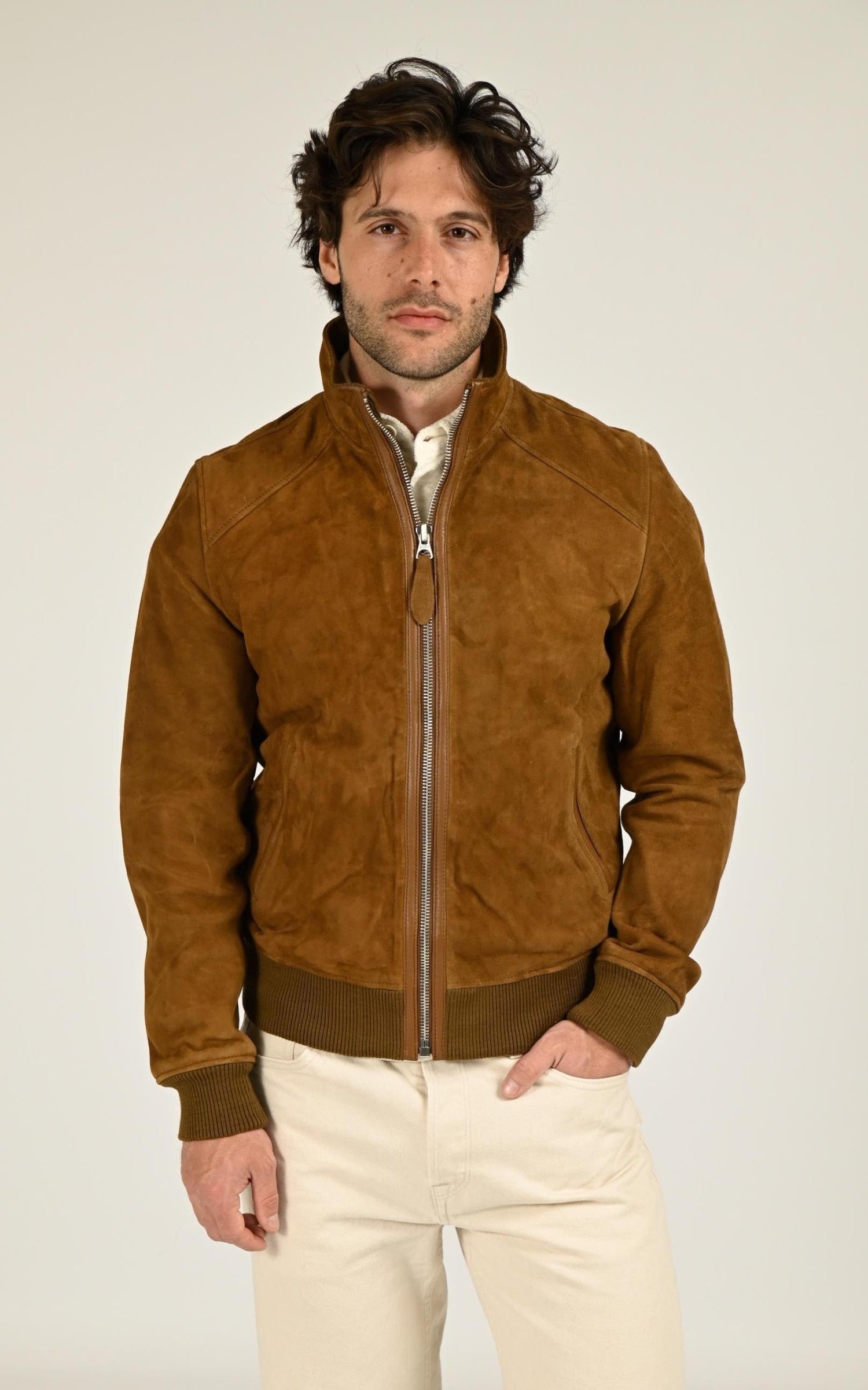 Blouson Daim Homme Schott, modèle Lc fresno vint de couleur rust 1