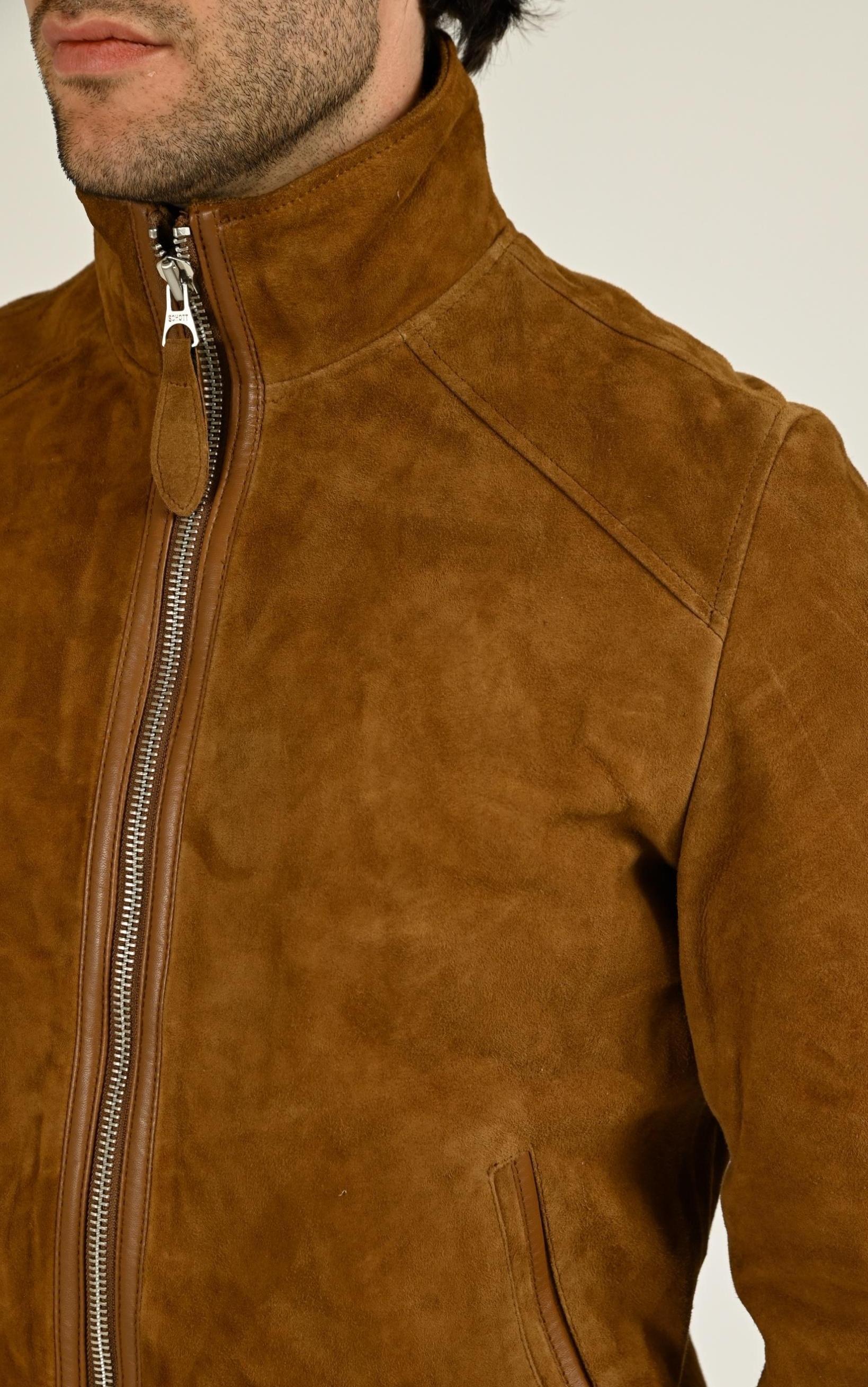 Blouson Daim Homme Schott, modèle Lc fresno vint de couleur rust