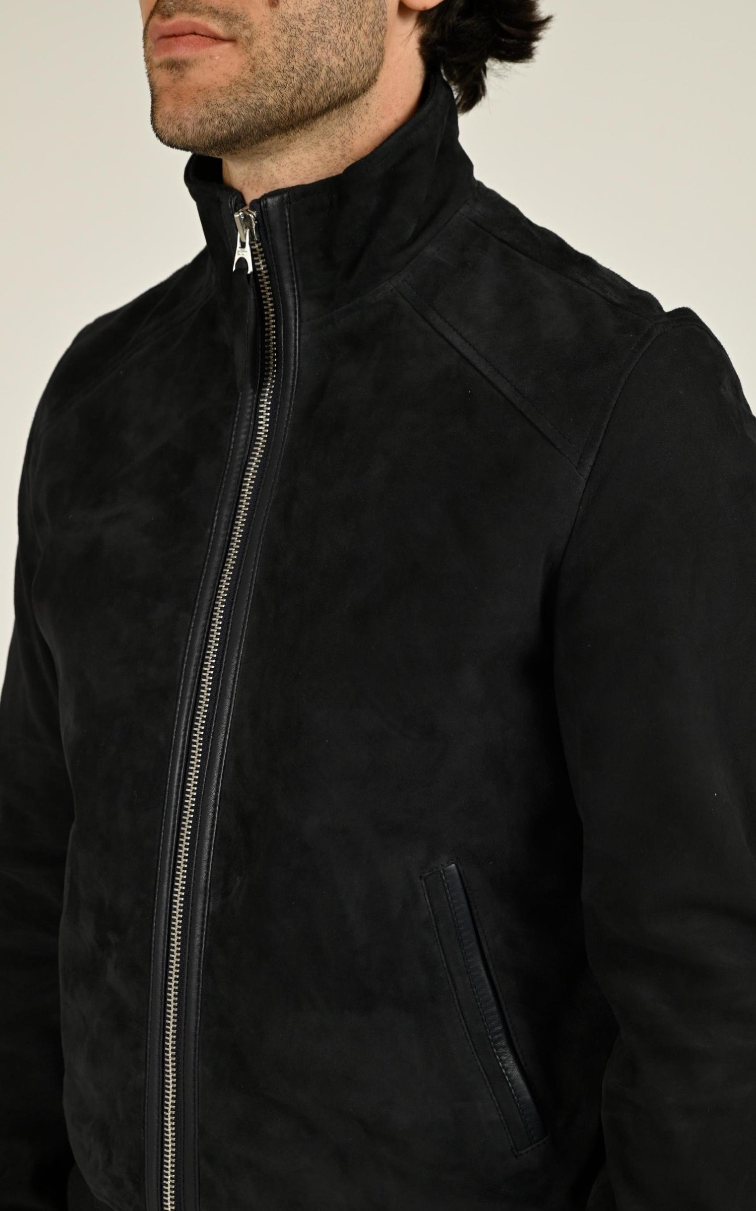 Blouson Daim Homme Schott, modèle Lc fresno vint de couleur navy 5