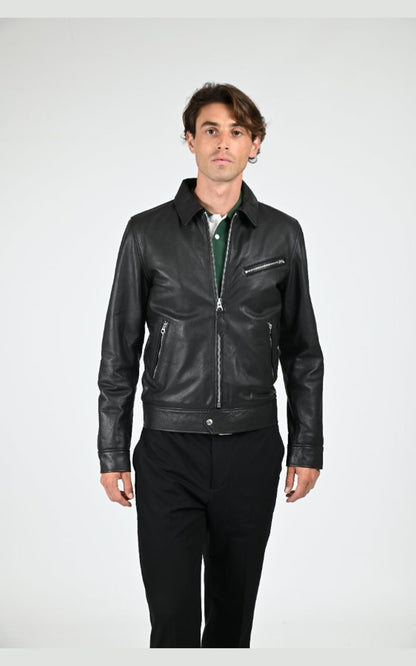 Blouson Cuir Homme Schott, modèle Lc montana de couleur noir