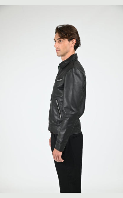 Blouson Cuir Homme Schott, modèle Lc montana de couleur noir
