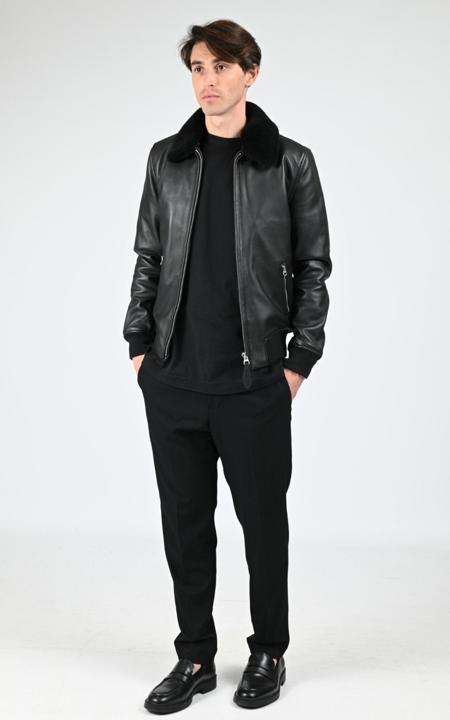 Blouson Cuir Homme Schott, modèle Lc yales 2 de couleur black