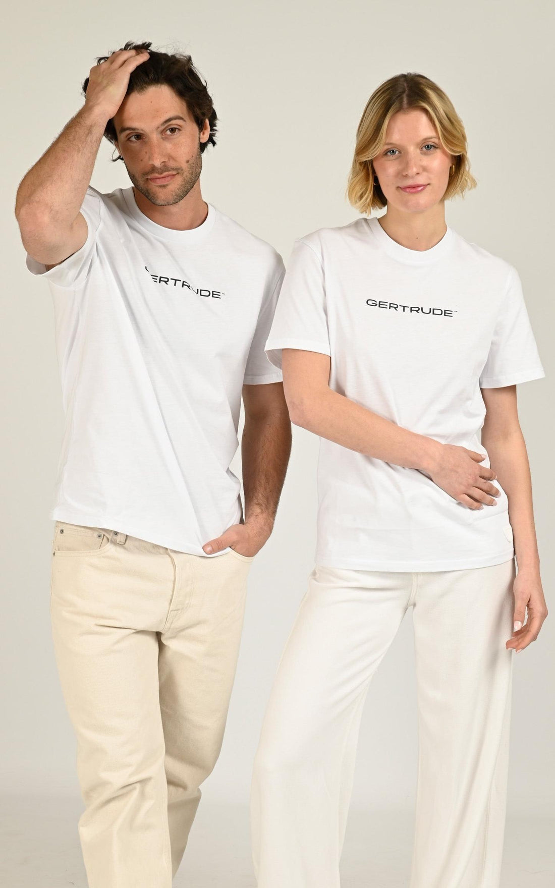 T-shirt Textile Mixte Gertrude Et Gaston, modèle Leonce de couleur blanc