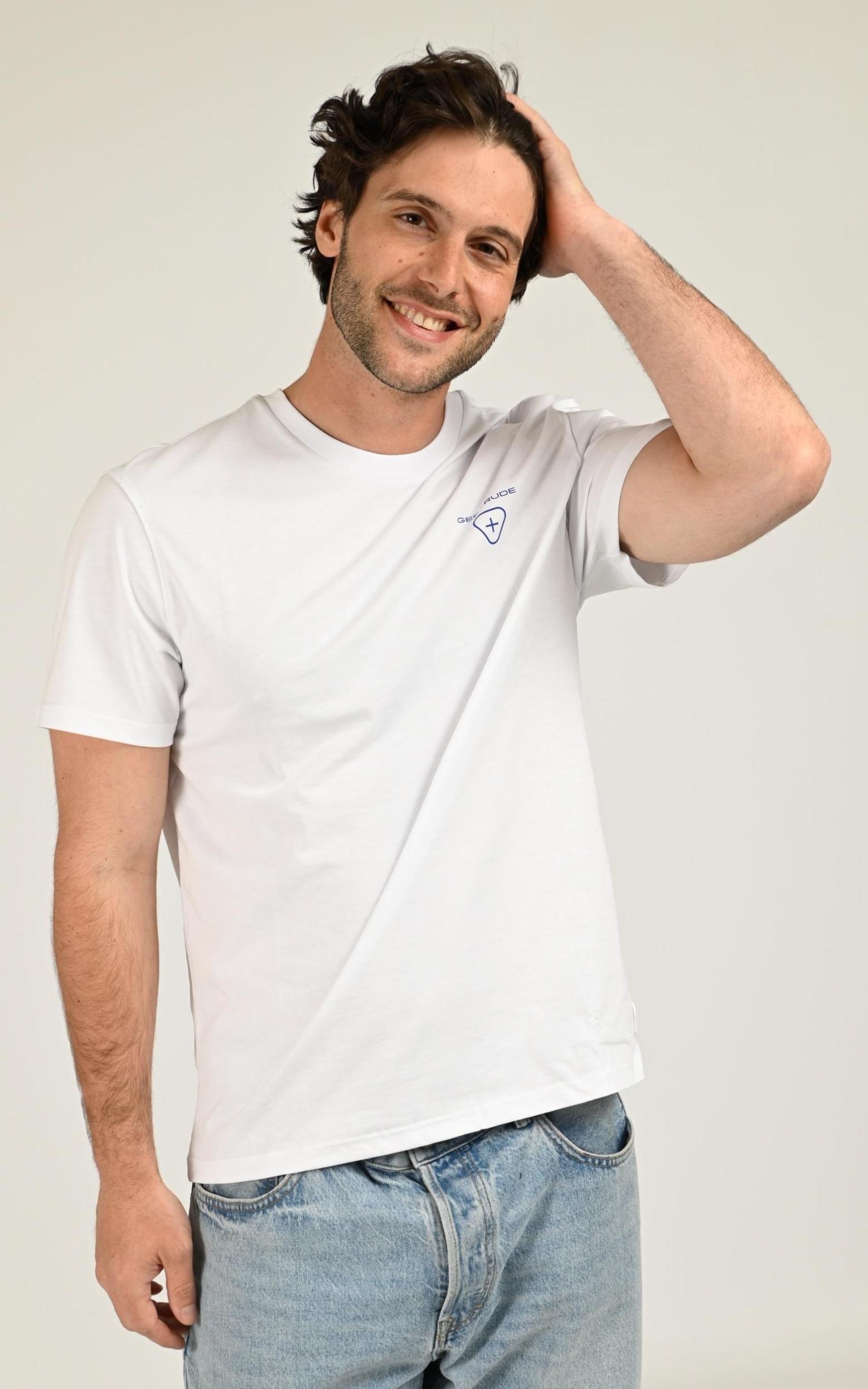 T-shirt Textile Mixte Gertrude Et Gaston, modèle Leonce fluidity de couleur blanc