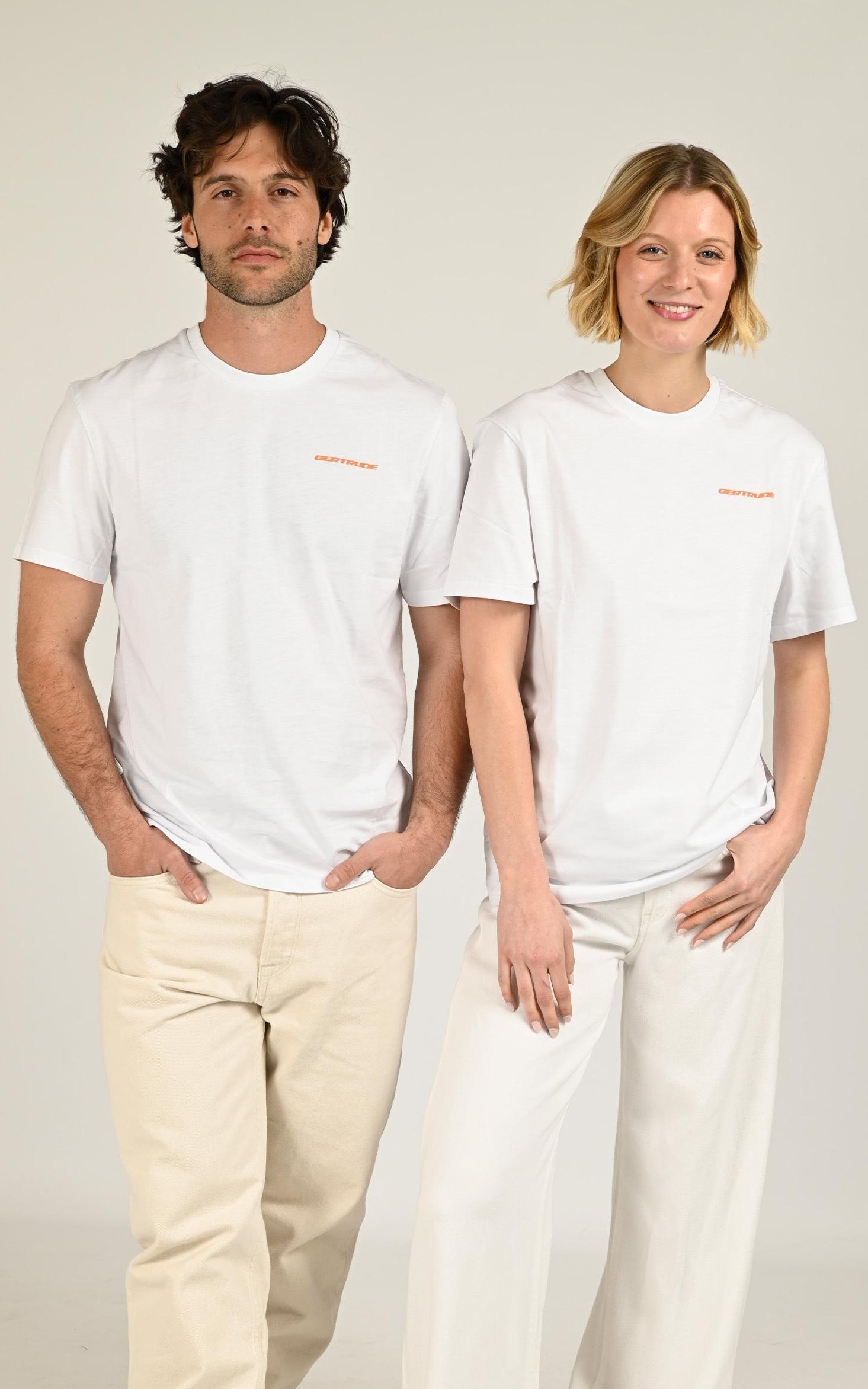 T-shirt Textile Mixte Gertrude Et Gaston, modèle Leonce geometry de couleur blanc 1