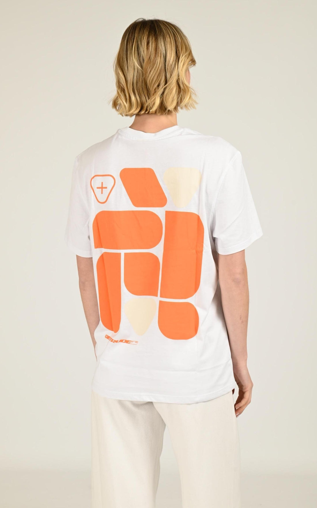 T-shirt Textile Mixte Gertrude Et Gaston, modèle Leonce geometry de couleur blanc