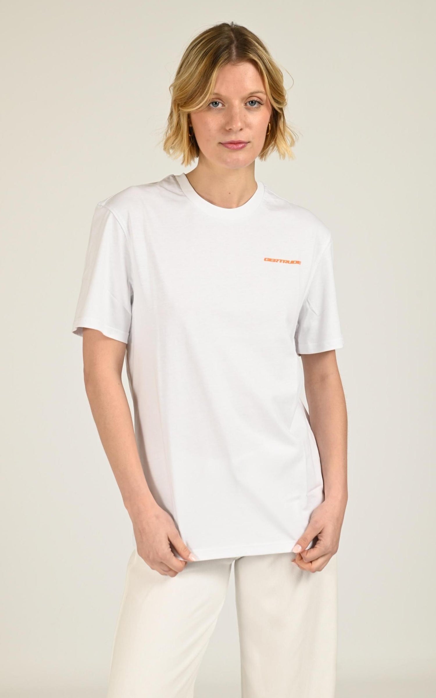 T-shirt Textile Mixte Gertrude Et Gaston, modèle Leonce geometry de couleur blanc 4