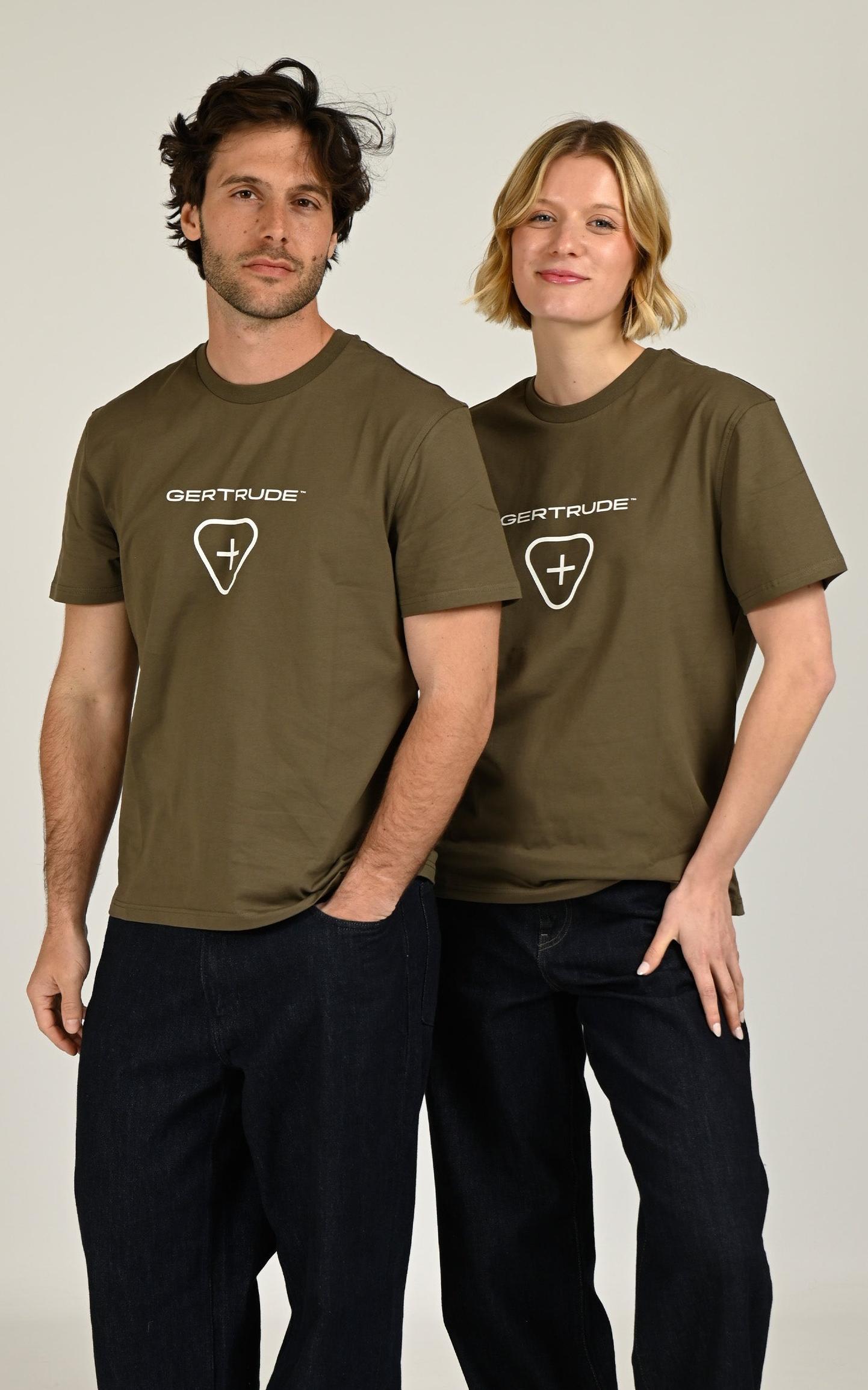 T-shirt Textile Mixte Gertrude Et Gaston, modèle Leonce logo de couleur kaki