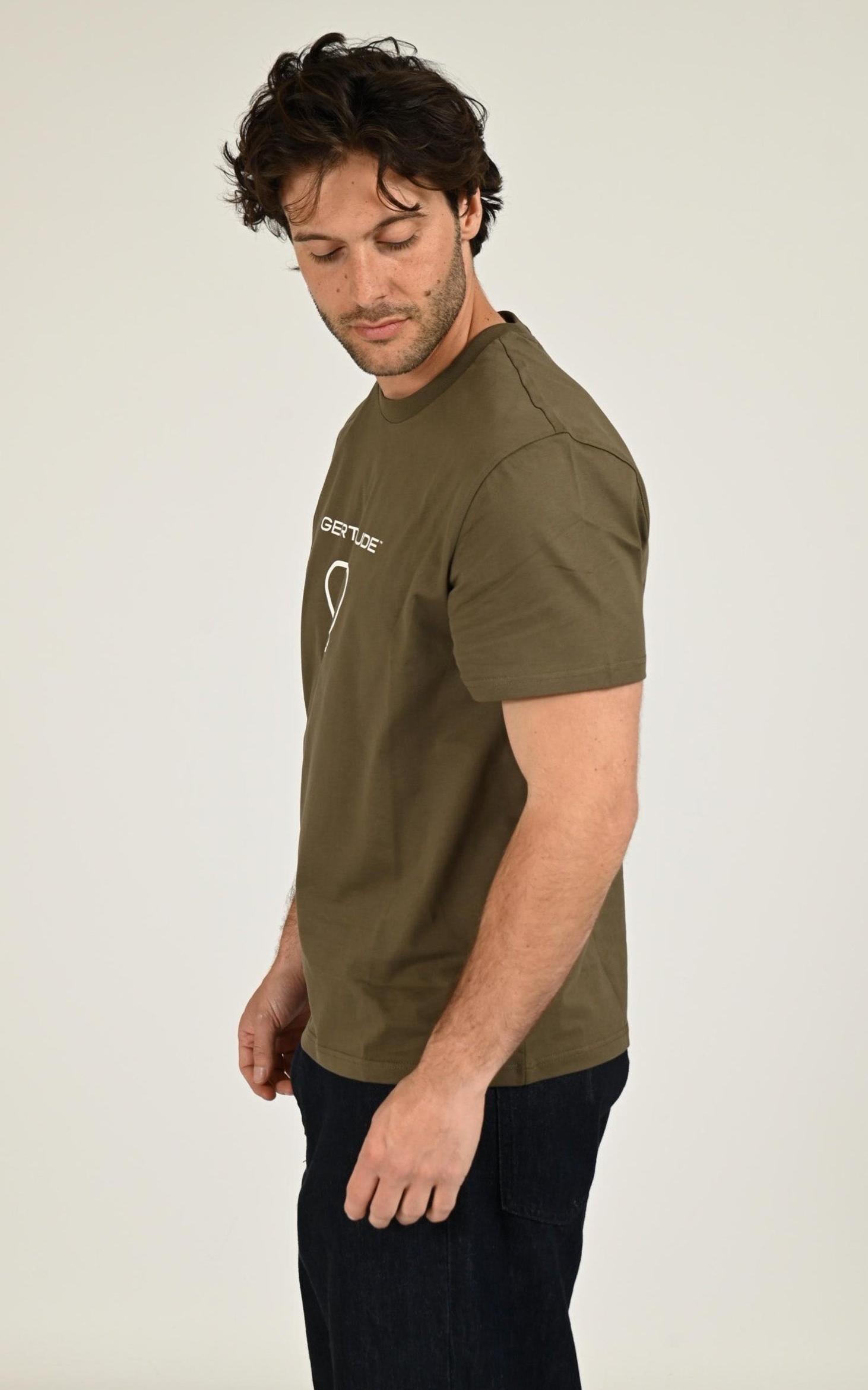 T-shirt Textile Mixte Gertrude Et Gaston, modèle Leonce logo de couleur kaki 2