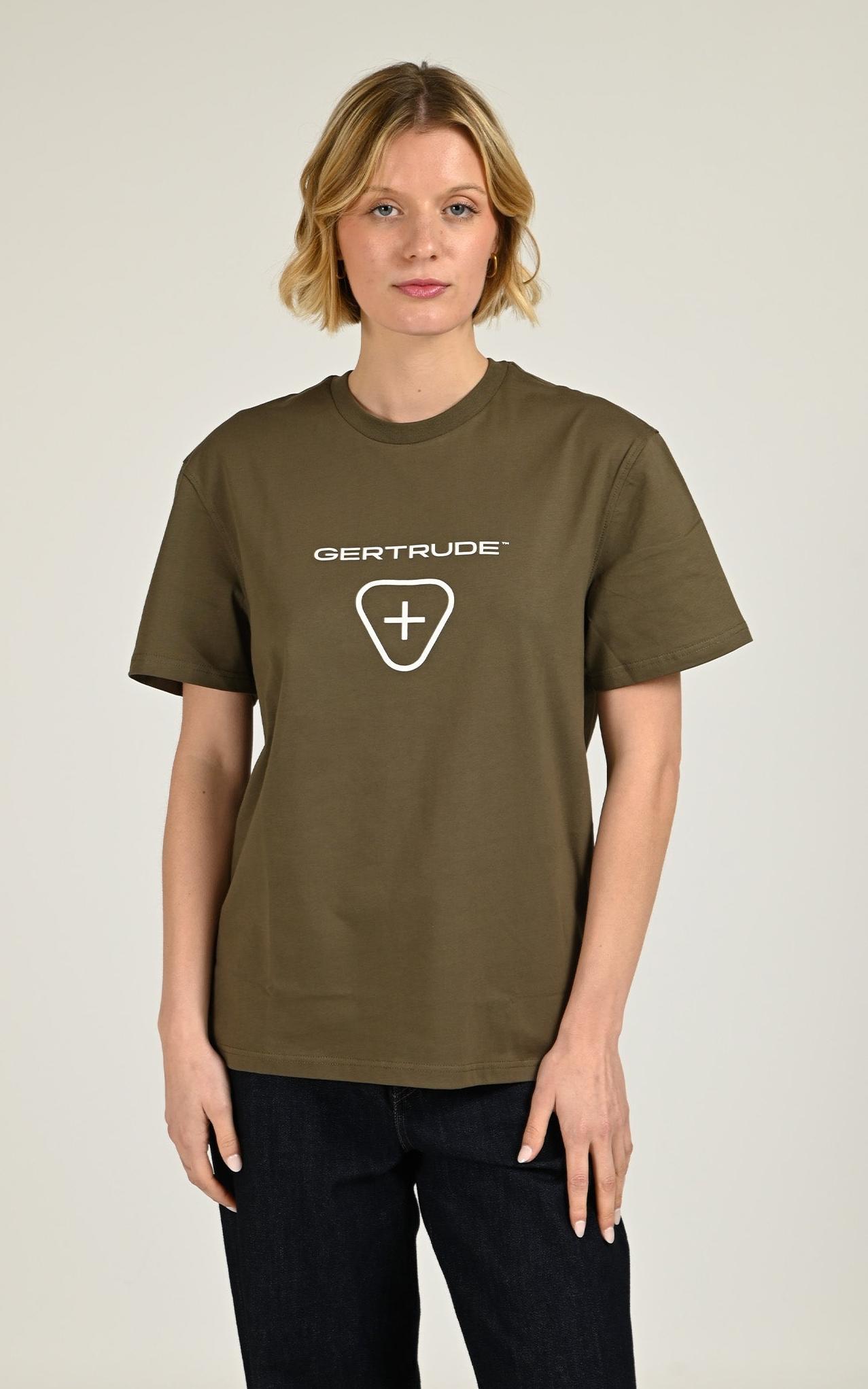 T-shirt Textile Mixte Gertrude Et Gaston, modèle Leonce logo de couleur kaki