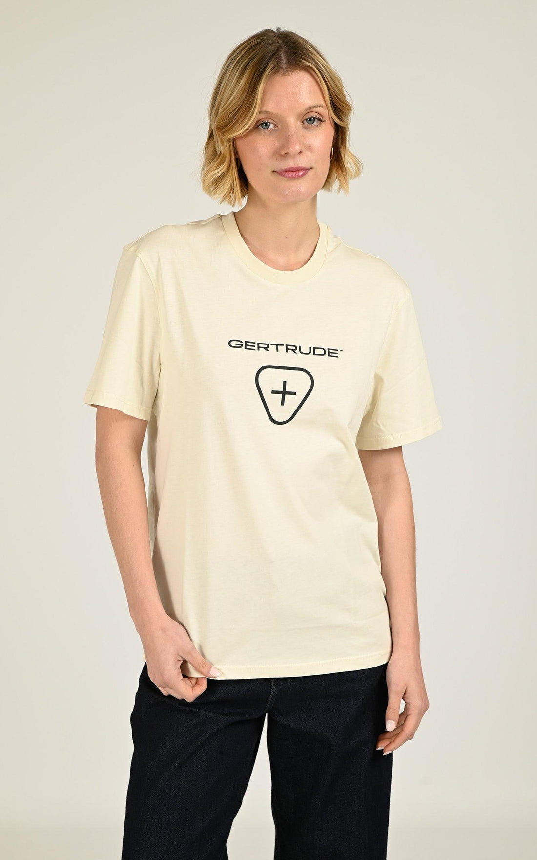 T-shirt Textile Mixte Gertrude Et Gaston, modèle Leonce logo de couleur beige / taupe