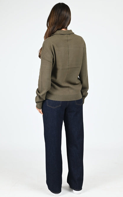 Pull Textile Mixte Gertrude, modèle Lewis patch de couleur kaki
