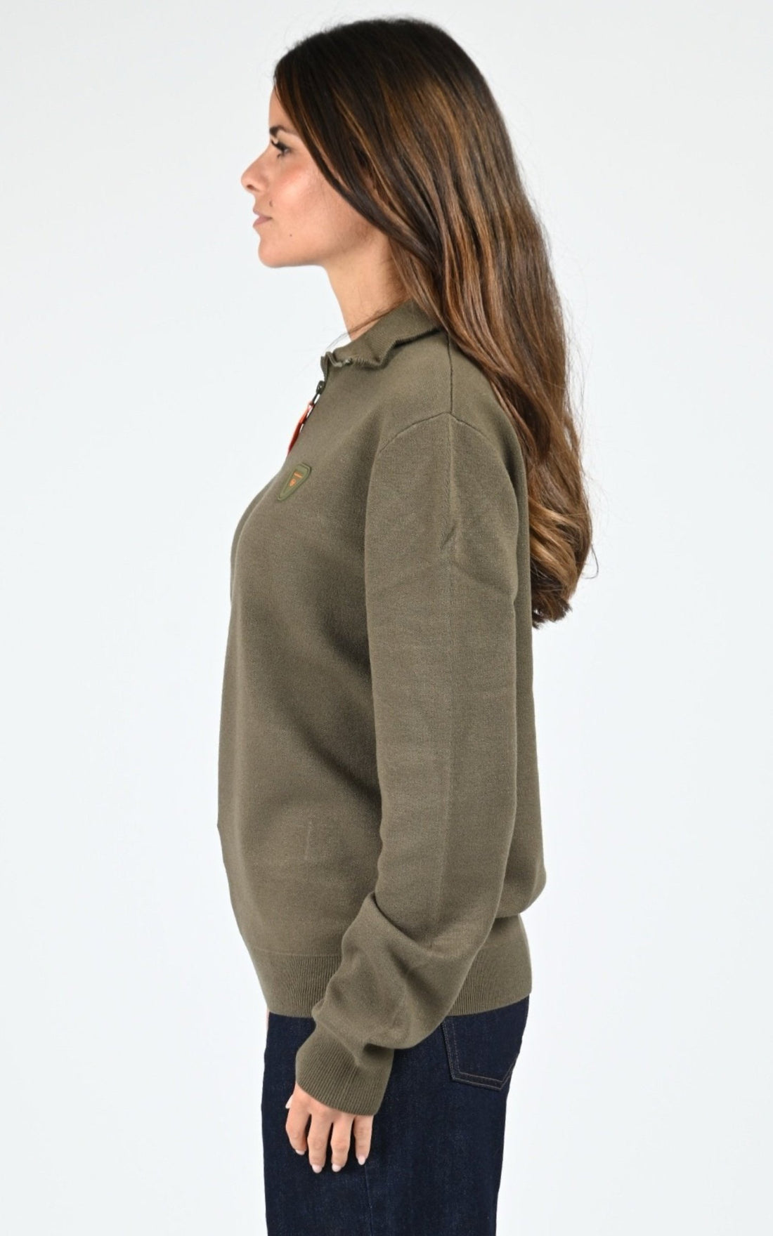 Pull Textile Mixte Gertrude, modèle Lewis patch de couleur kaki