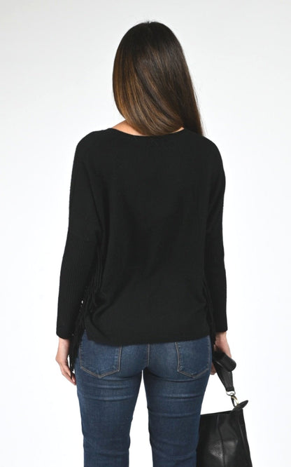 Pull poncho Textile Femme Notshy, modèle Livo 4704111c de couleur noir