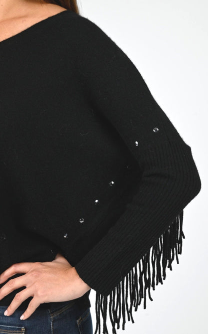 Pull poncho Textile Femme Notshy, modèle Livo 4704111c de couleur noir