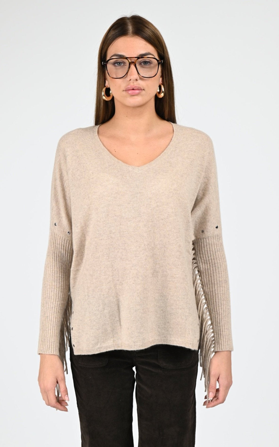 Pull poncho Textile Femme Notshy, modèle Livo 4704111c de couleur sandstone