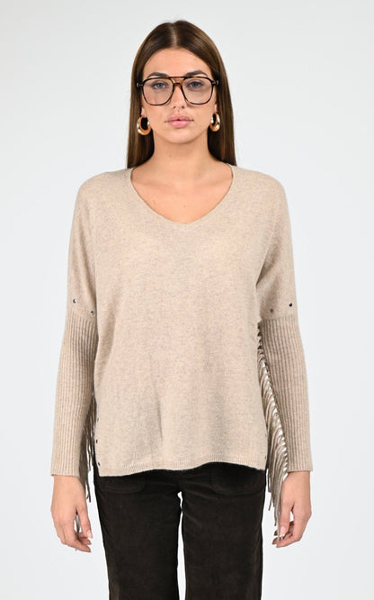 Pull poncho Textile Femme Notshy, modèle Livo 4704111c de couleur sandstone