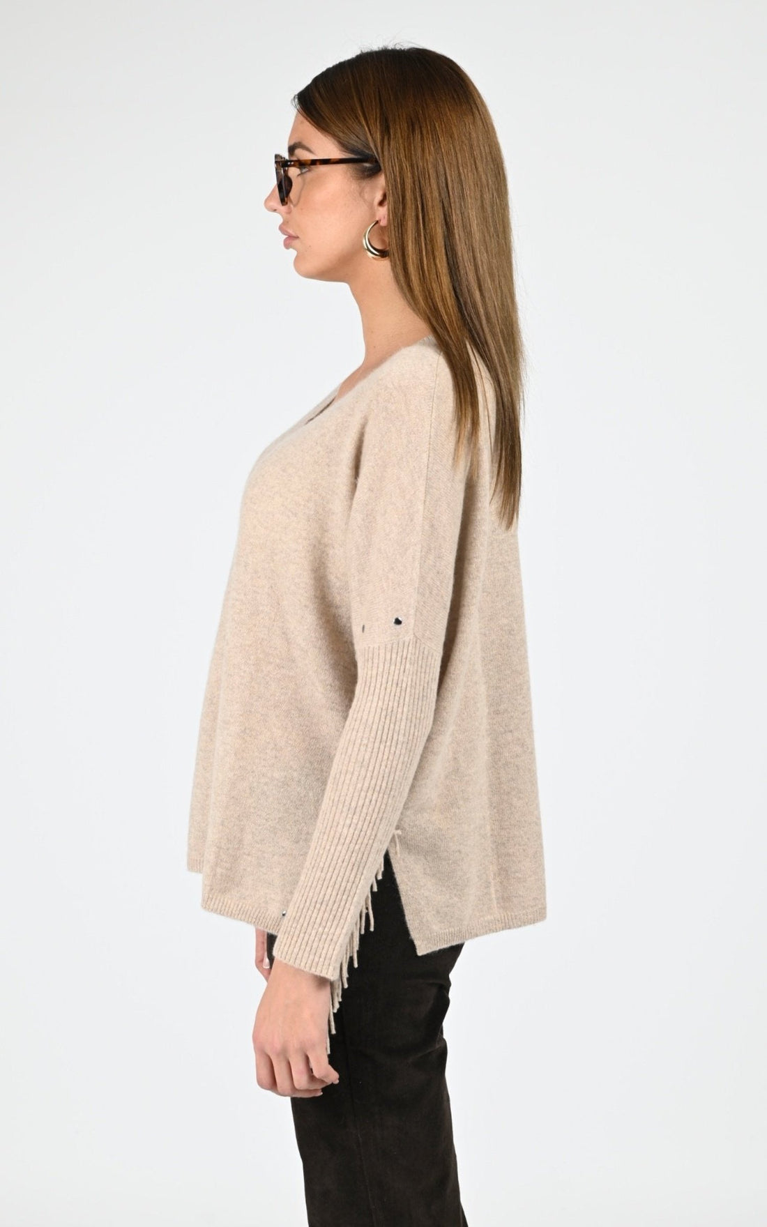 Pull poncho Textile Femme Notshy, modèle Livo 4704111c de couleur sandstone