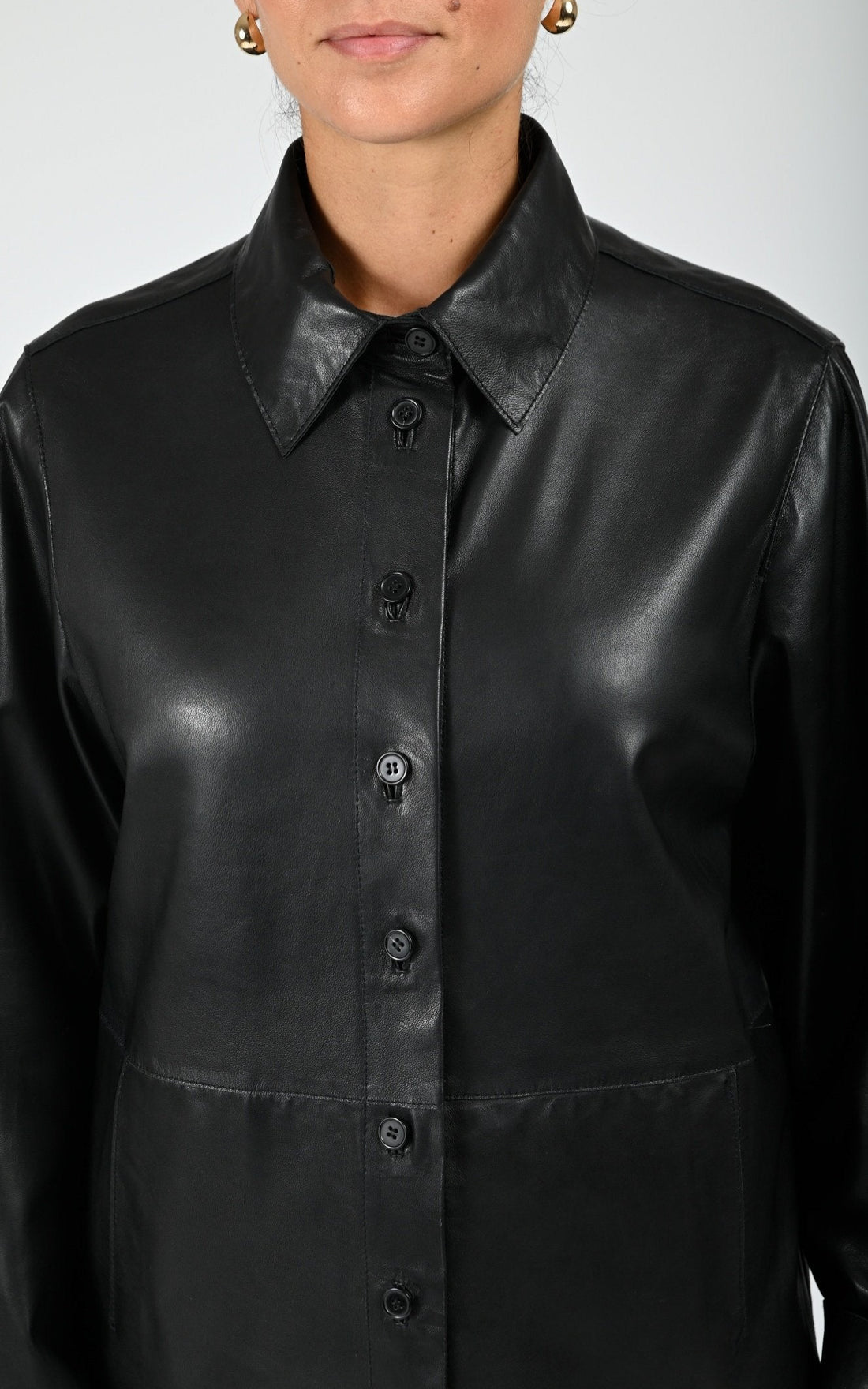Chemise en cuir Lauren noir
