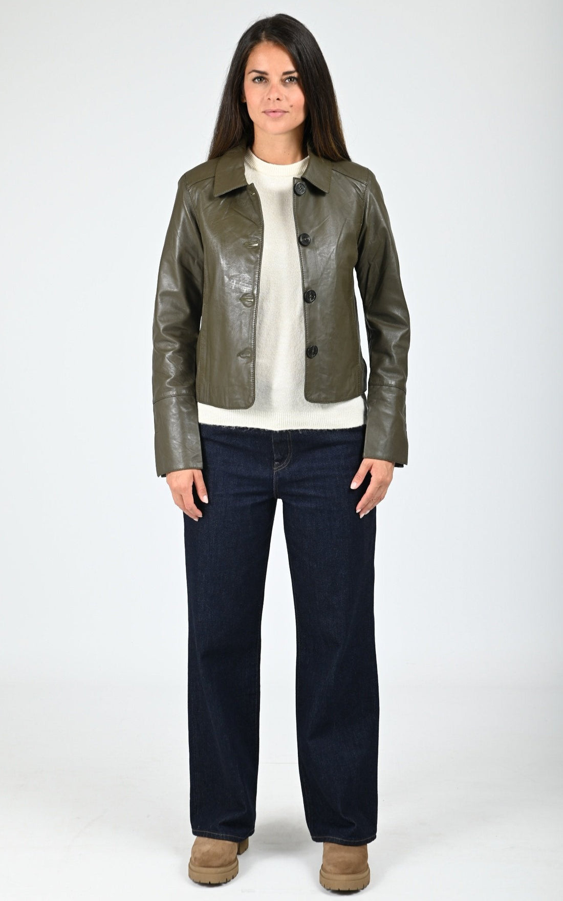 Veste paletot cuir Leslie bronze