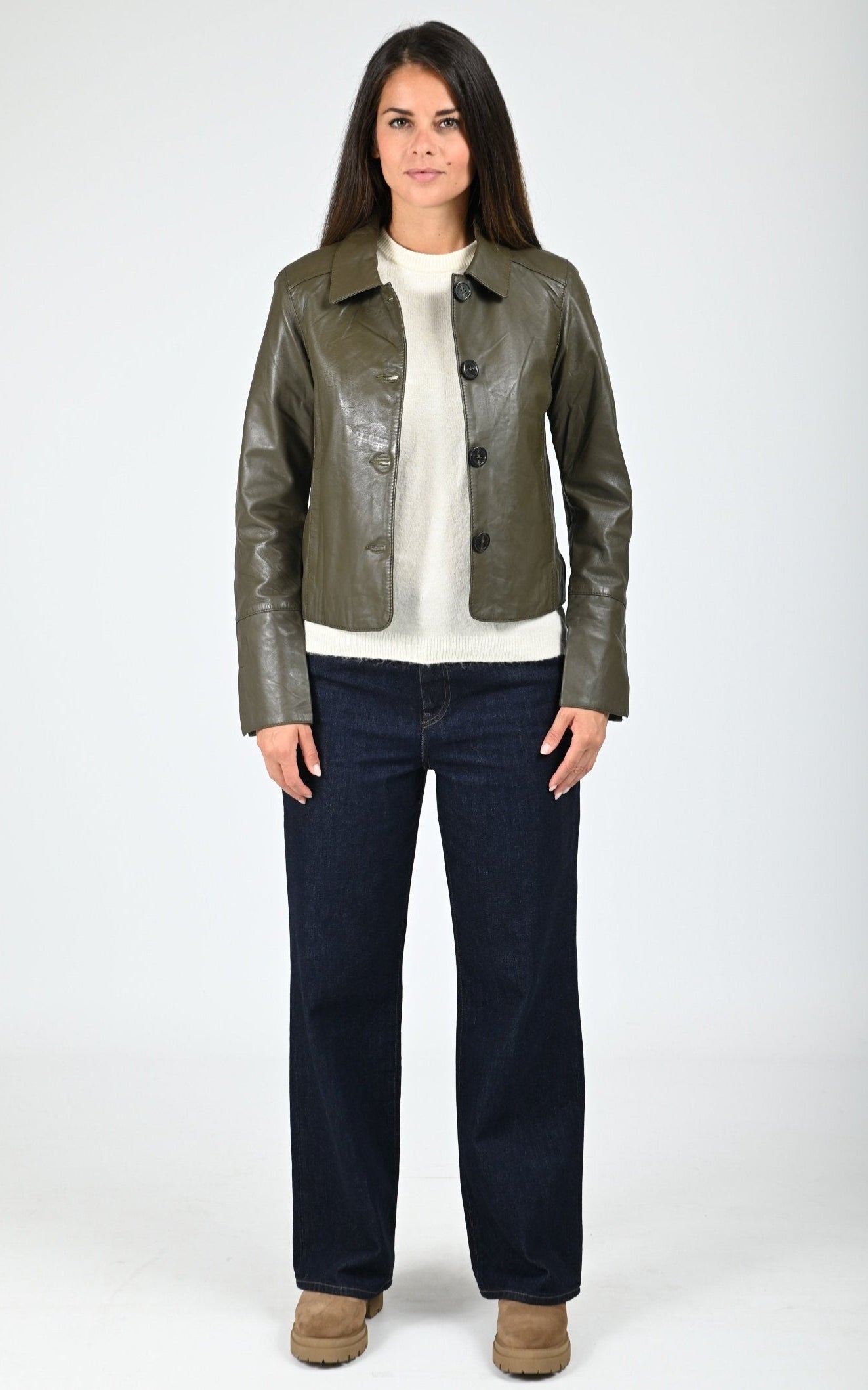Veste paletot cuir Leslie bronze