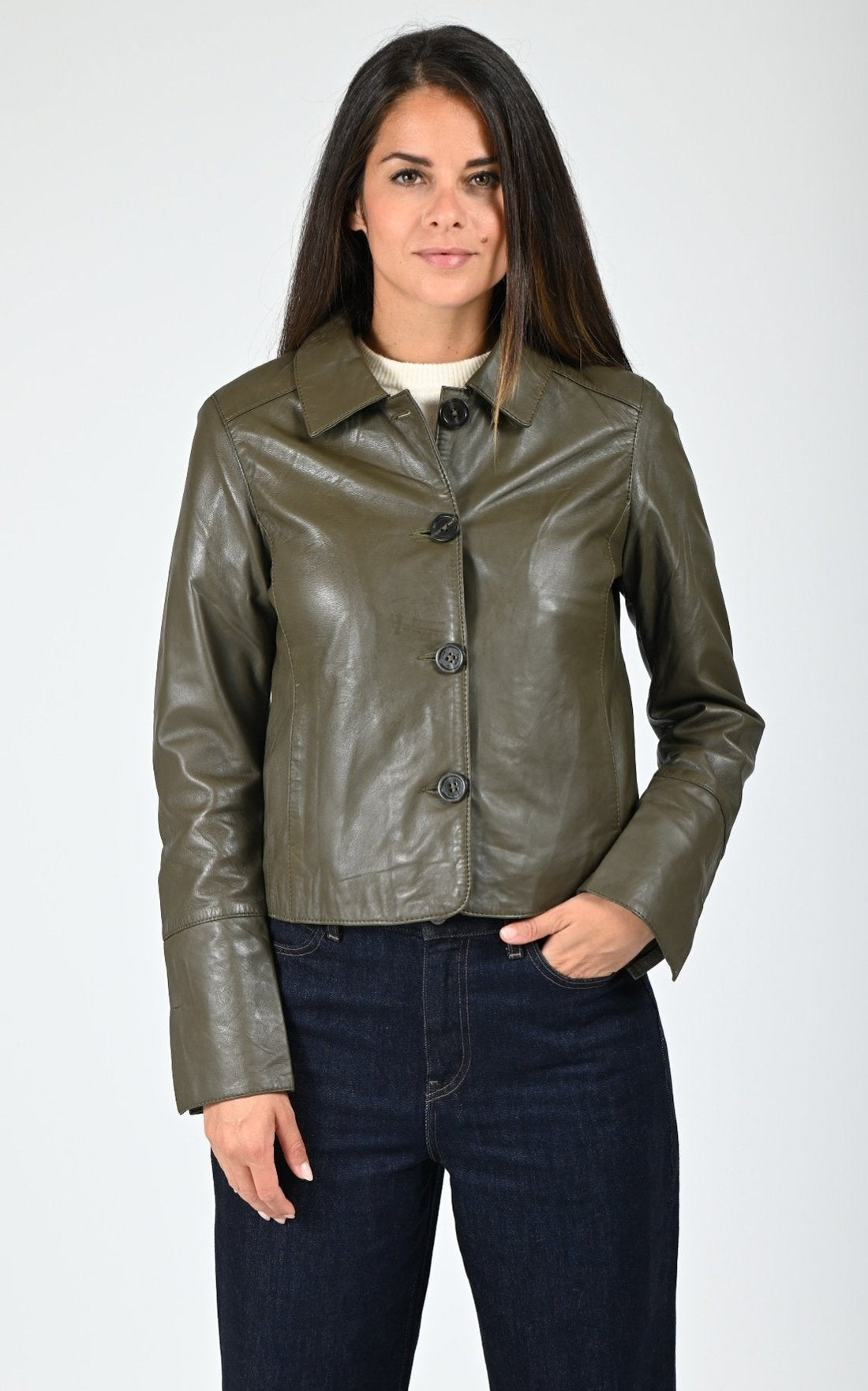 Veste paletot cuir Leslie bronze
