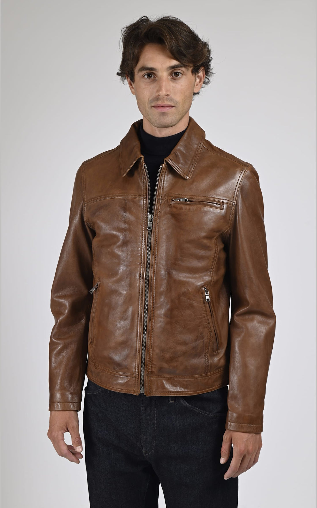 Blouson Cuir Homme Daytona 73, modèle Major 100144 de couleur marron