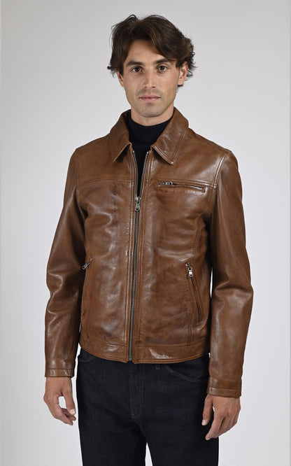 Blouson Cuir Homme Daytona 73, modèle Major 100144 de couleur marron