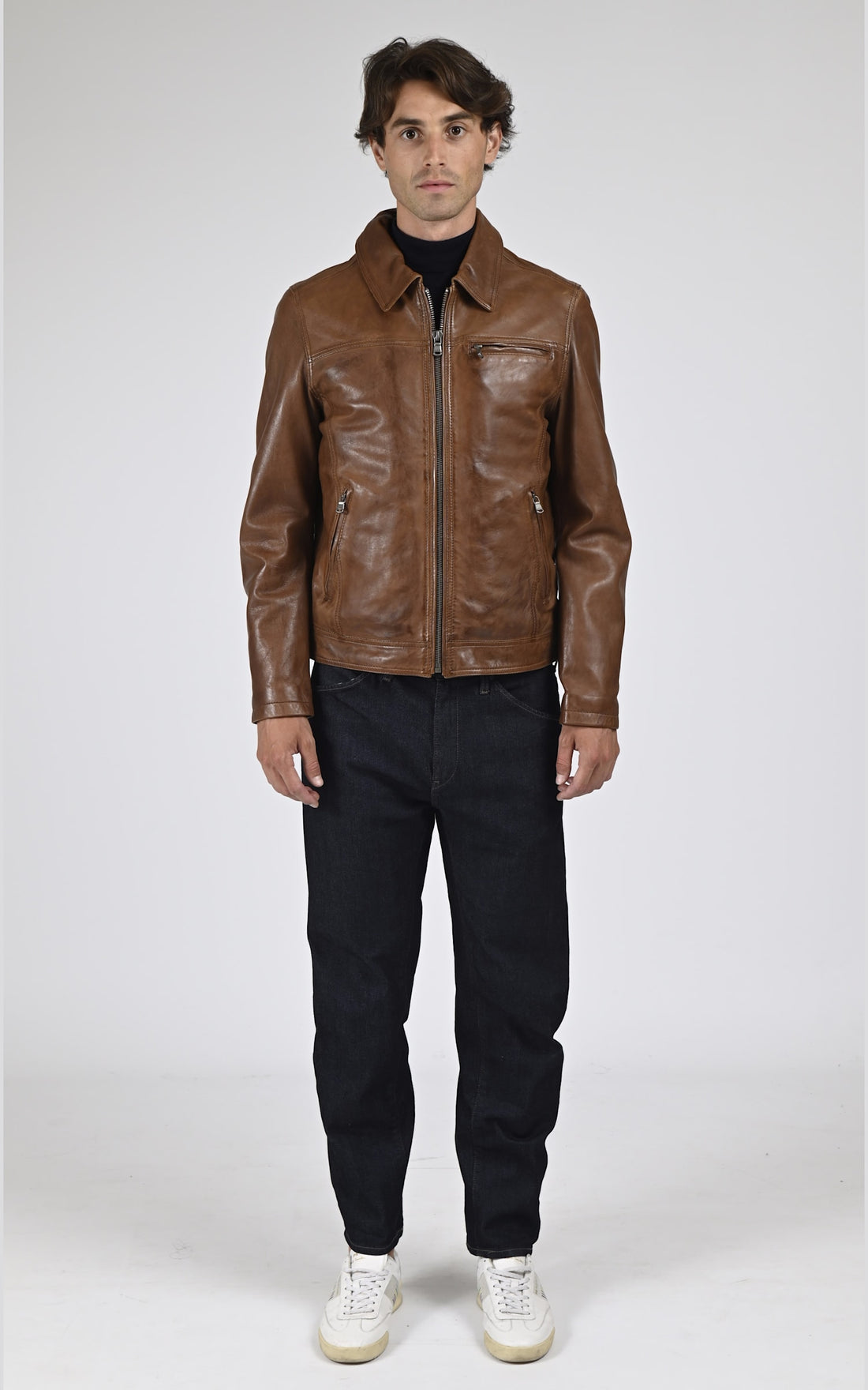 Blouson Cuir Homme Daytona 73, modèle Major 100144 de couleur marron