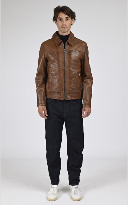 Blouson Cuir Homme Daytona 73, modèle Major 100144 de couleur marron