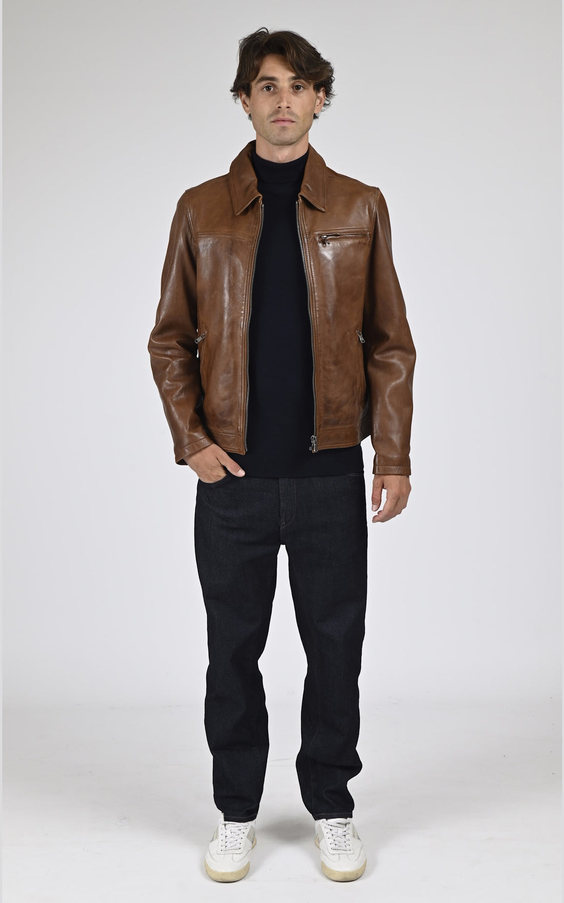 Blouson Cuir Homme Daytona 73, modèle Major 100144 de couleur marron