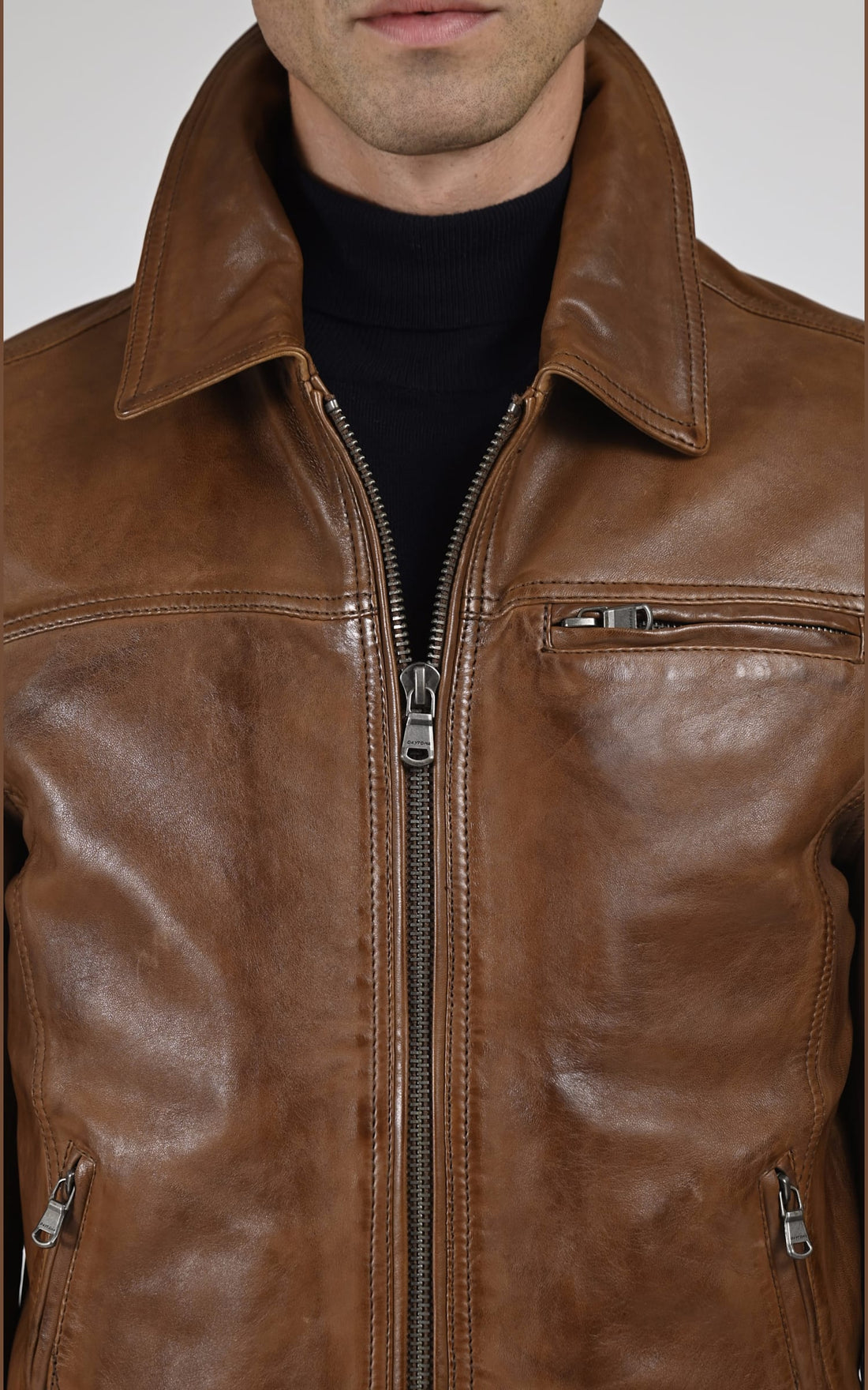 Blouson Cuir Homme Daytona 73, modèle Major 100144 de couleur marron