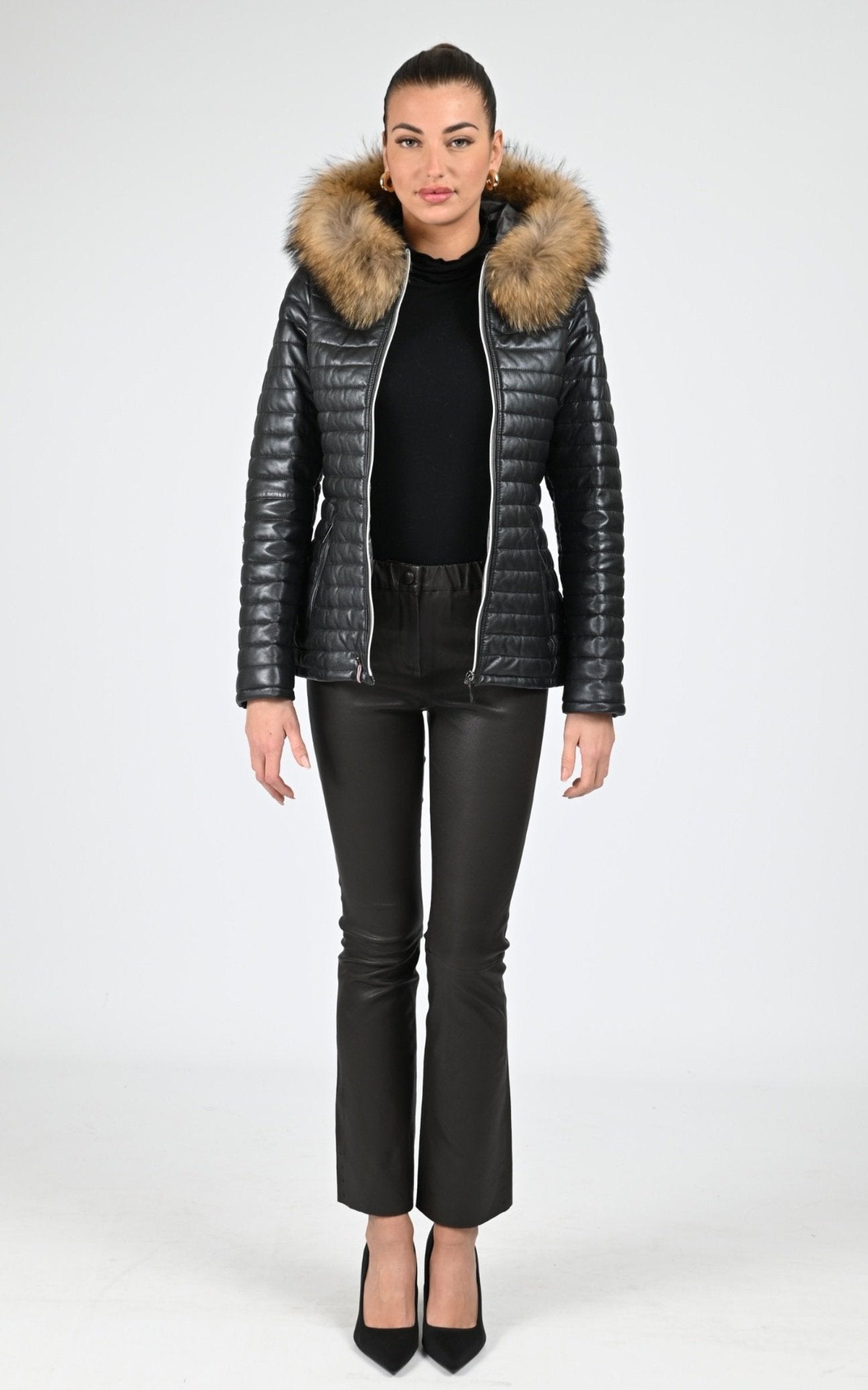 Veste Cuir Femme Oakwood, modèle Mandy metal 64926 de couleur black 501 2