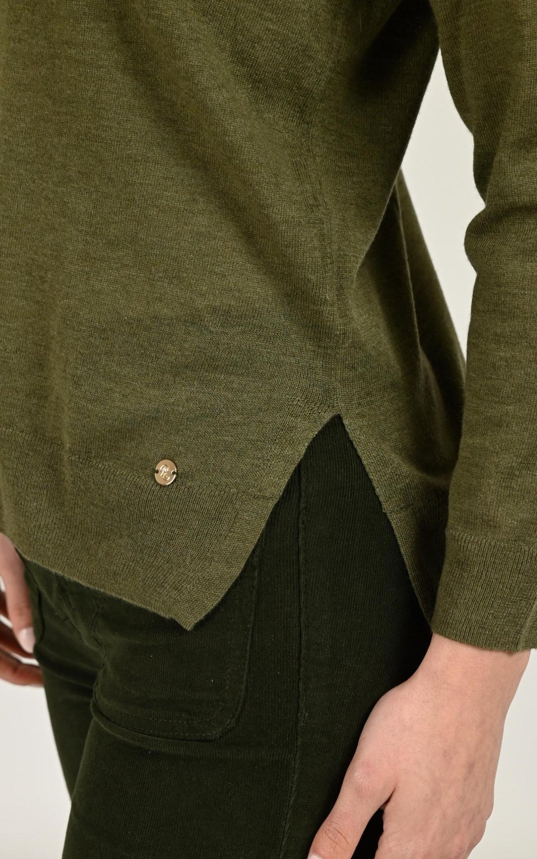 Pull Textile Femme La Petite Etoile, modèle Melya de couleur kaki mousse