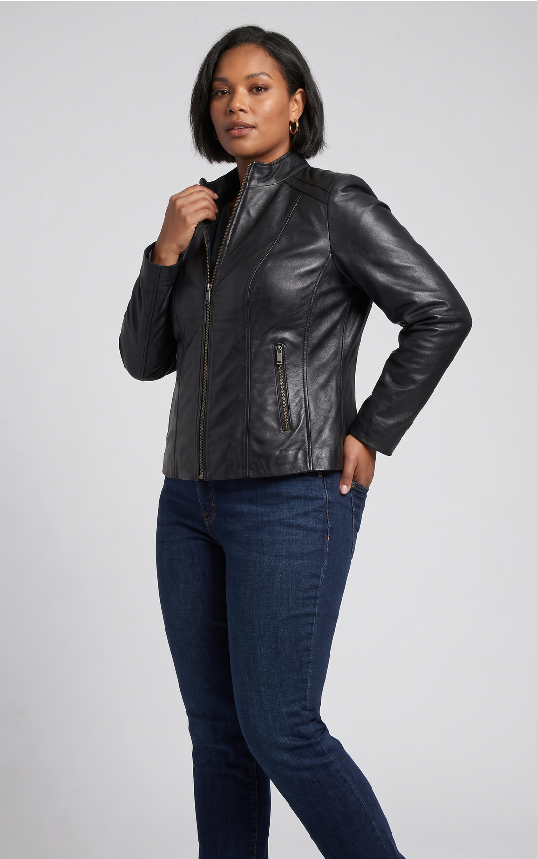 Blouson en cuir confort Haven noir