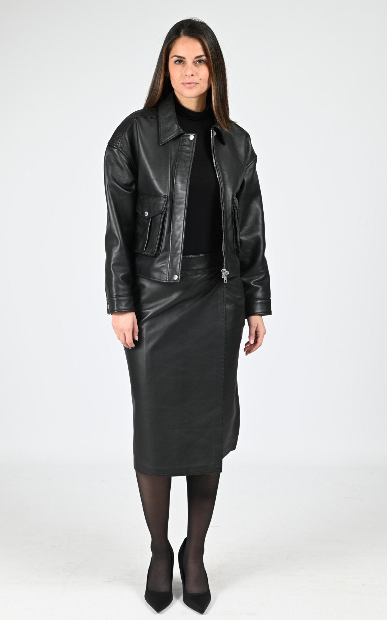 Jupe Cuir Femme Oakwood, modèle Milie 65103 de couleur black 501 4