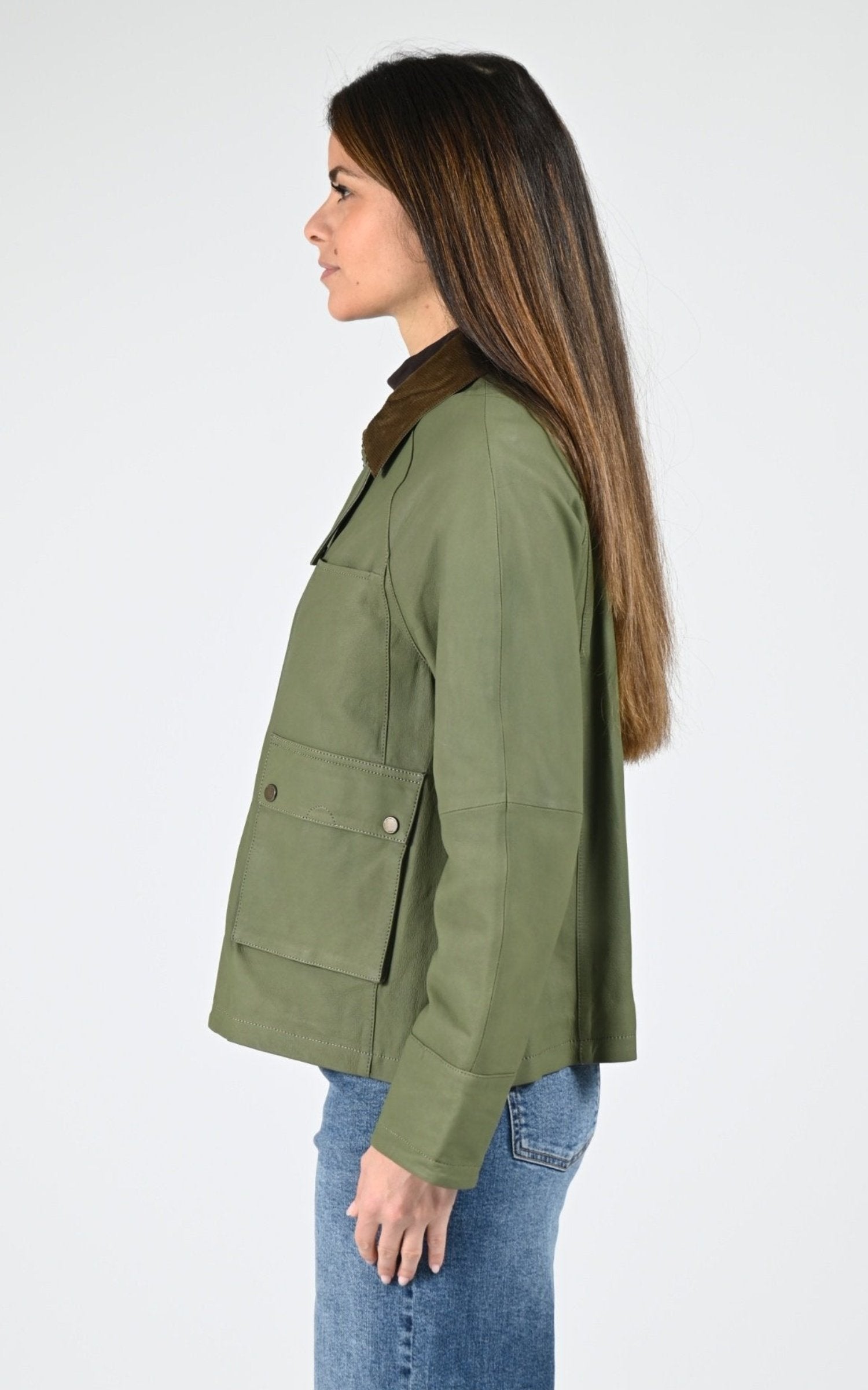 Veste Cuir Femme Cuirco, modèle Missouri 65076 de couleur kaki clair 570 3