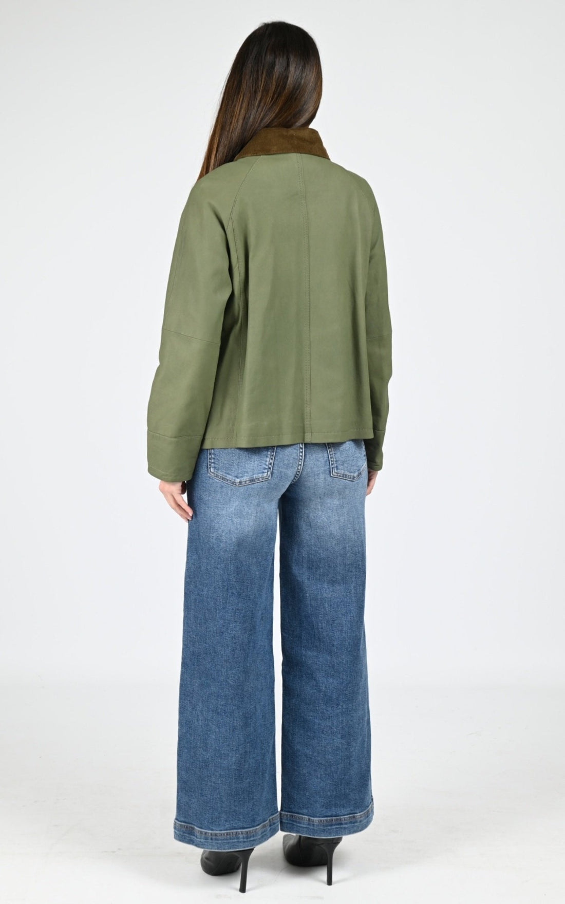 Veste Cuir Femme Cuirco, modèle Missouri 65076 de couleur kaki clair 570