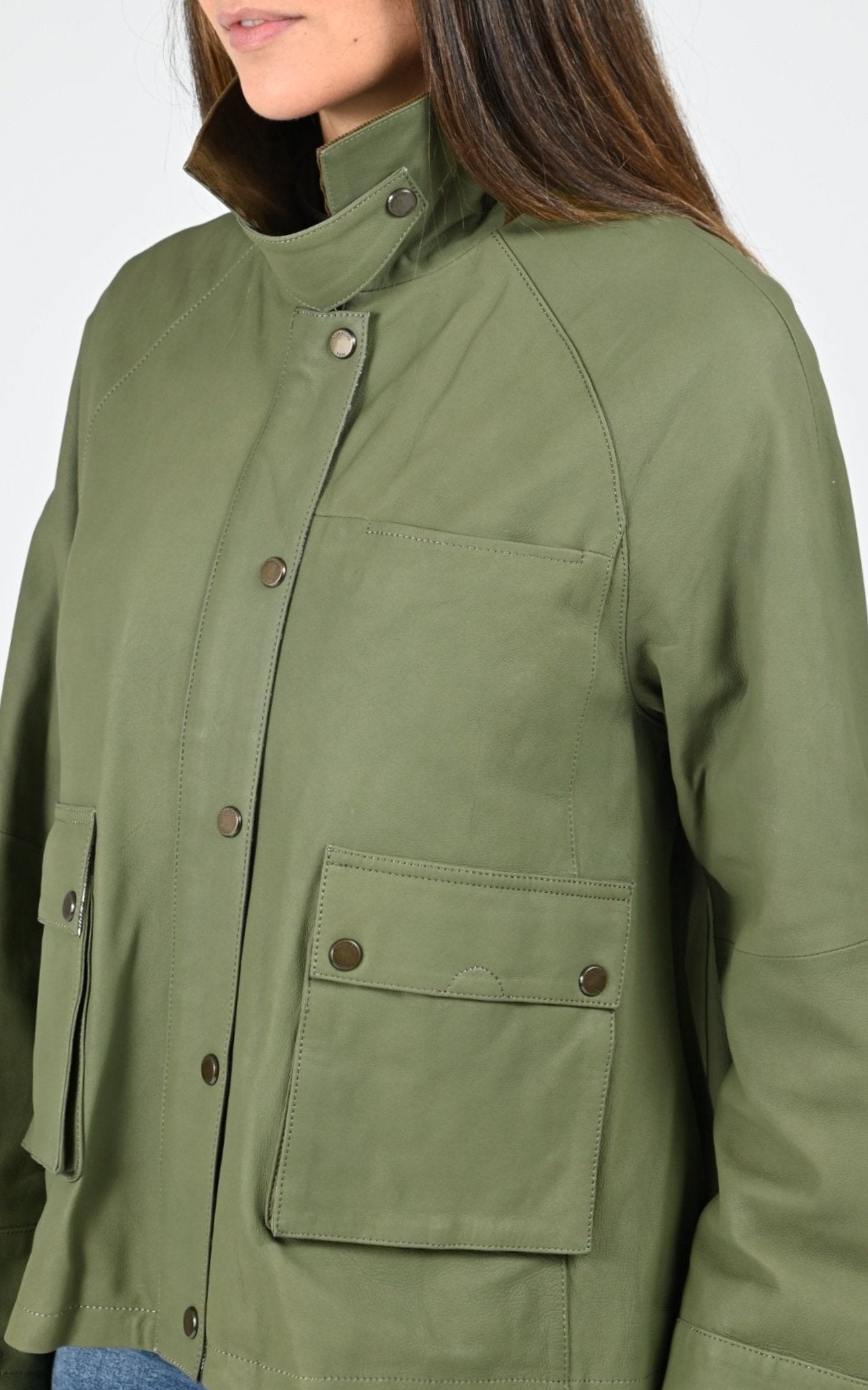 Veste Cuir Femme Cuirco, modèle Missouri 65076 de couleur kaki clair 570 5