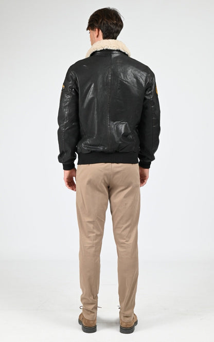 Blouson Cuir Homme Daytona 73, modèle Mock 104403 de couleur black