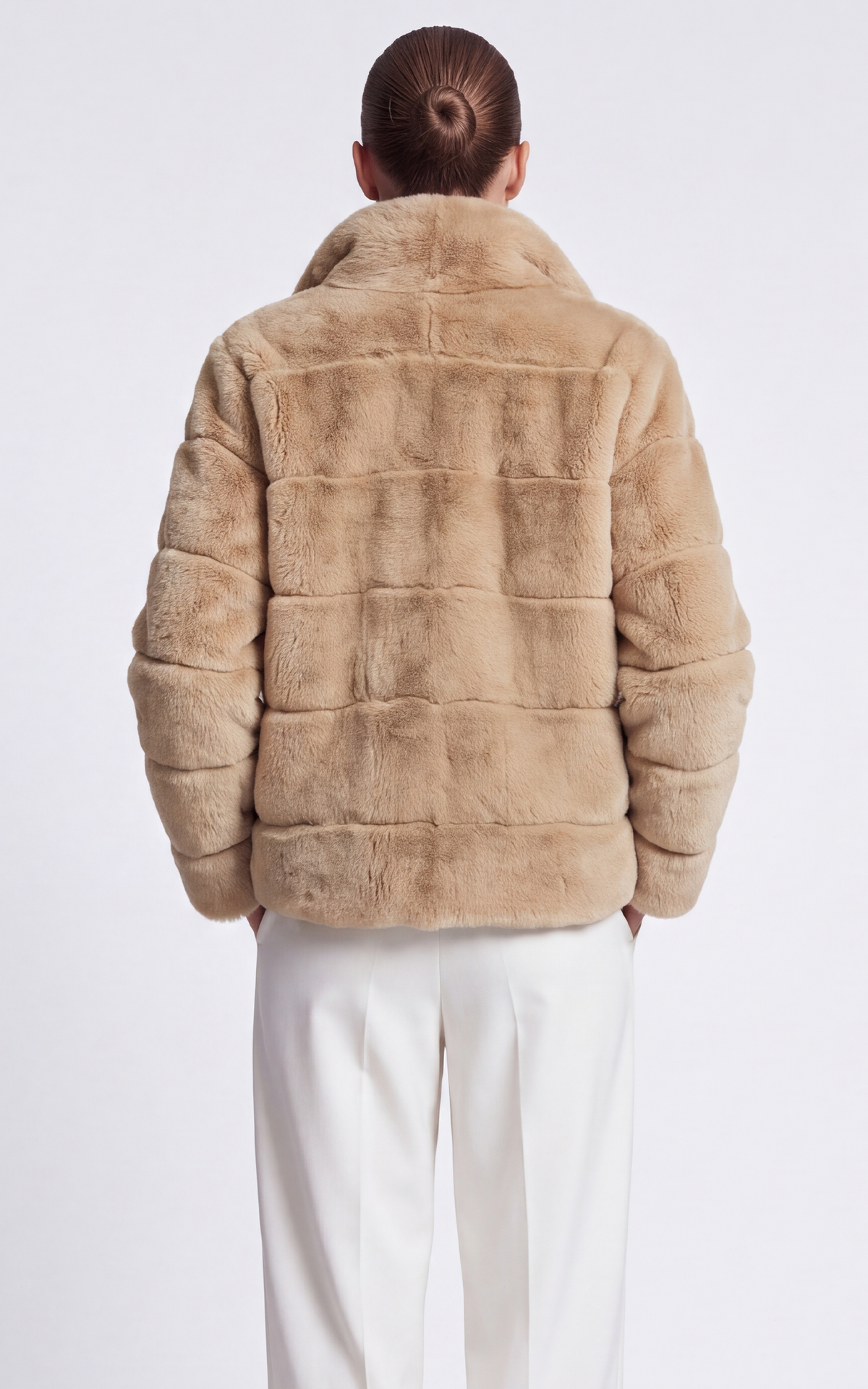 Veste en fourrure de lapin Rex beige 3