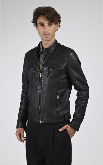 Blouson Cuir Homme La canadienne, modèle Mumbai de couleur noir